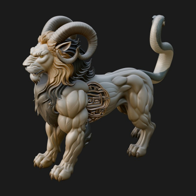 Chimera Mythical Beast Statue Design 12 3D Print Model