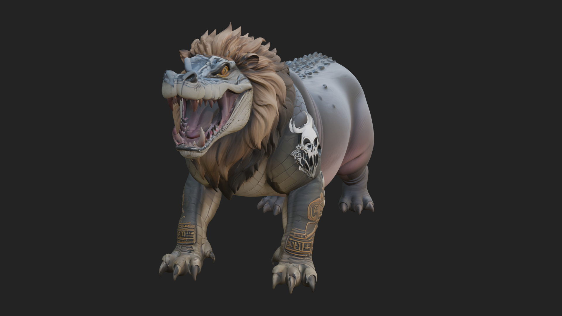 Chimera Mythical Beast Statue Design 13 3D Print Model 3D Model