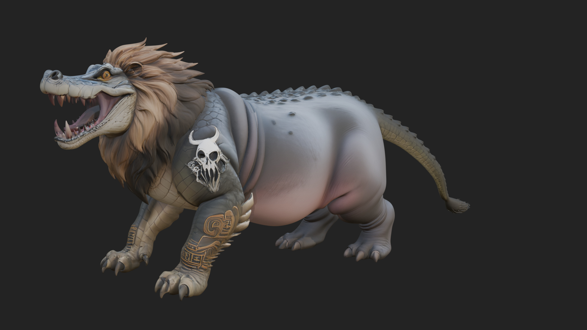 Chimera Mythical Beast Statue Design 13 3D Print Model 3D Model