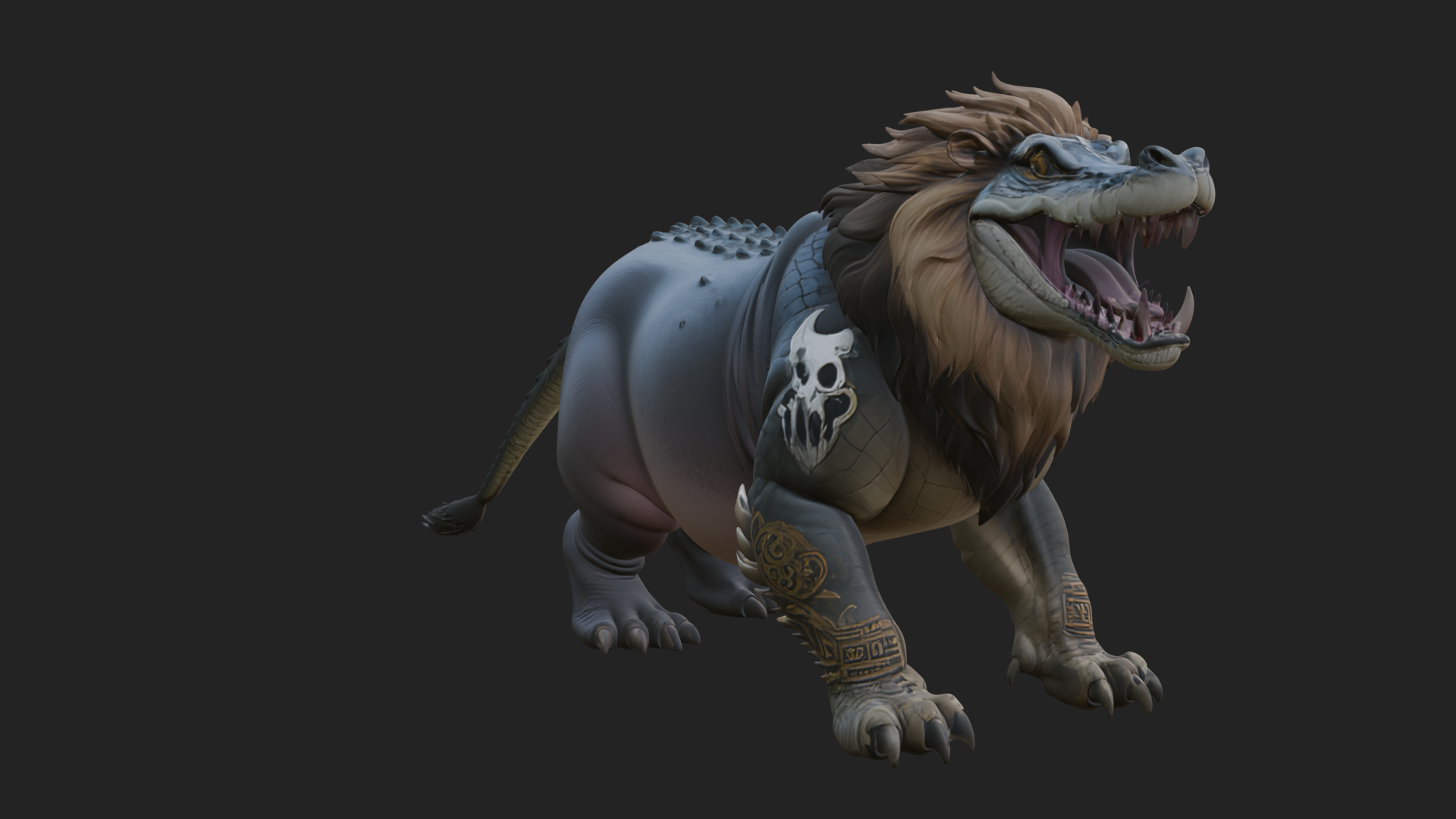 Chimera Mythical Beast Statue Design 13 3D Print Model 3D Model