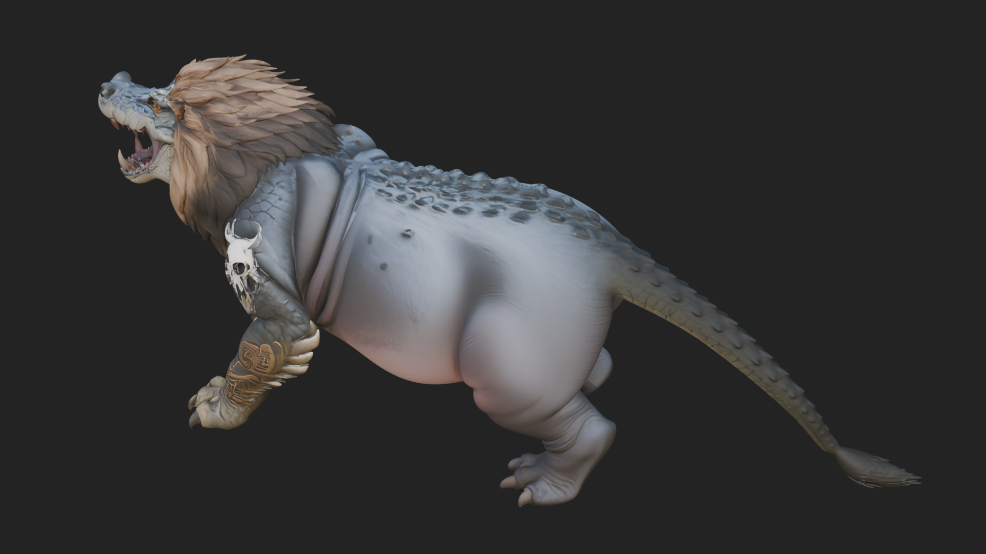 Chimera Mythical Beast Statue Design 13 3D Print Model 3D Model
