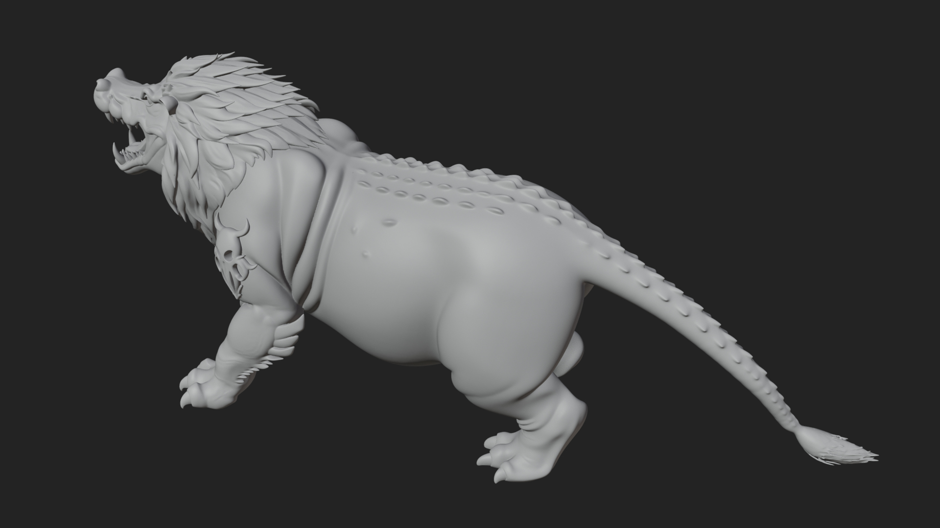 Chimera Mythical Beast Statue Design 13 3D Print Model 3D Model