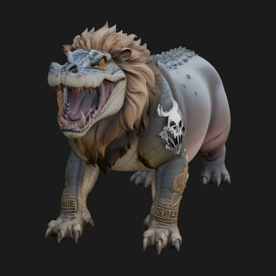 Chimera Mythical Beast Statue Design 13 3D Print Model