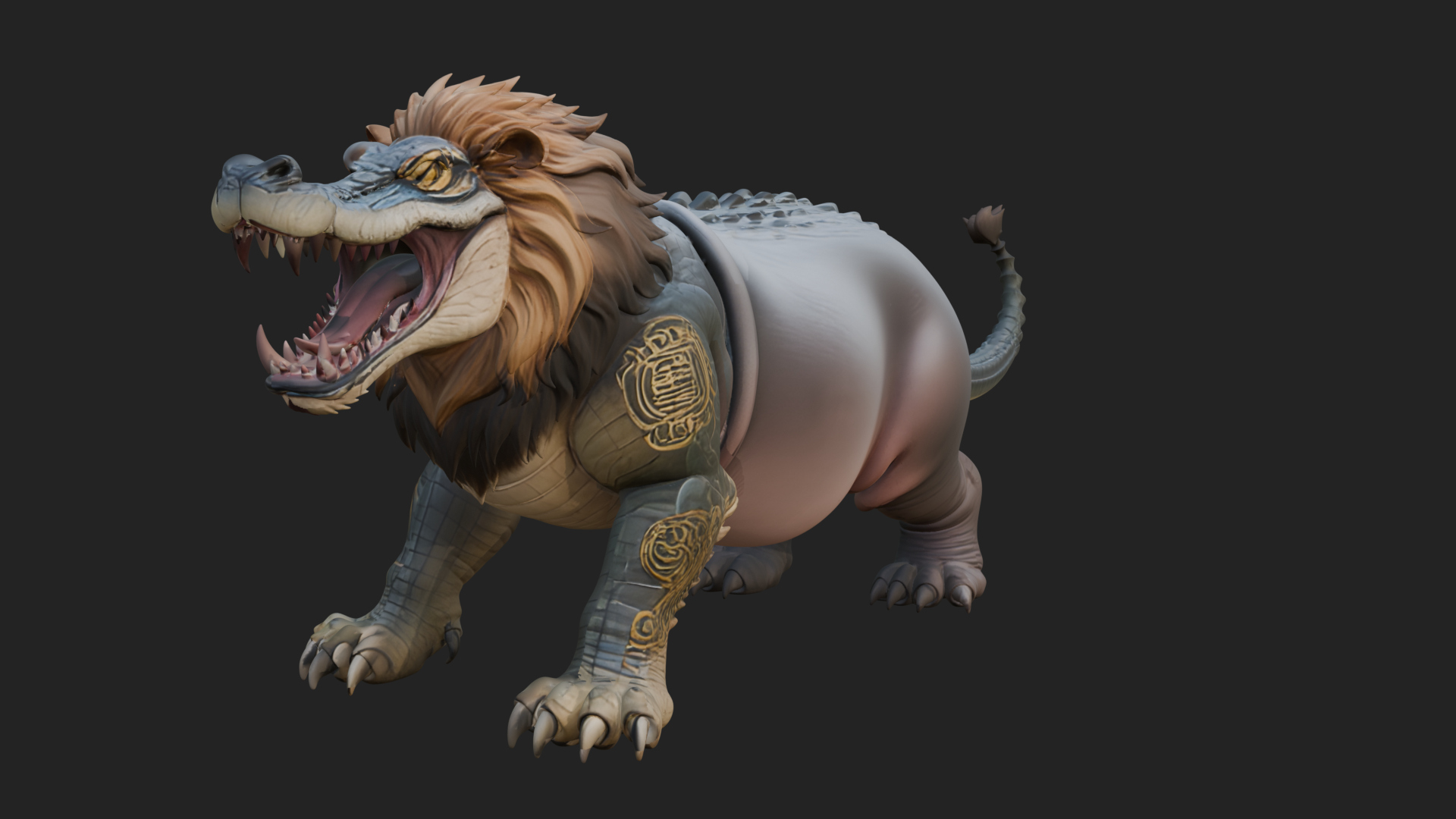 Chimera Mythical Beast Statue Design 14 3D Print Model 3D Model