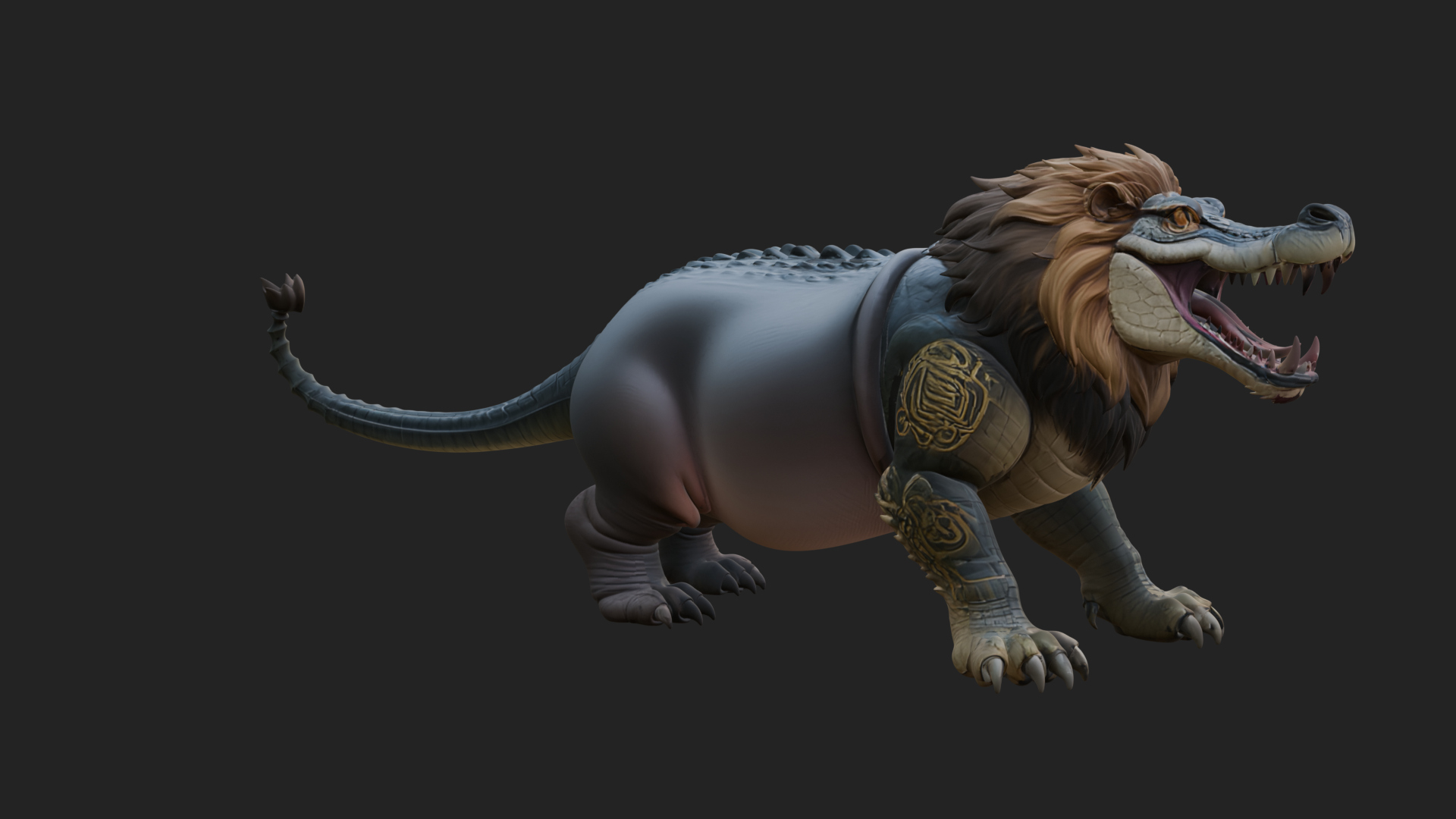 Chimera Mythical Beast Statue Design 14 3D Print Model 3D Model