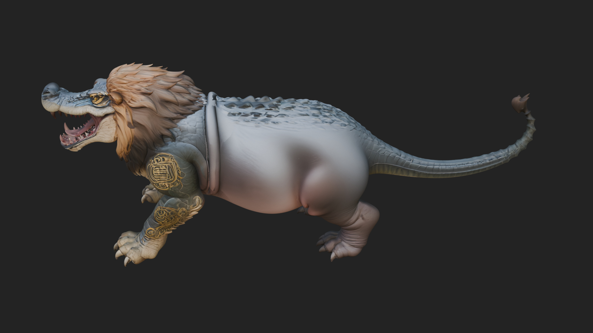 Chimera Mythical Beast Statue Design 14 3D Print Model 3D Model