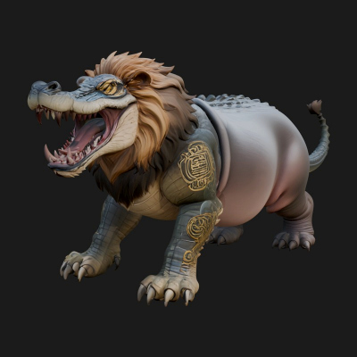 Chimera Mythical Beast Statue Design 14 3D Print Model