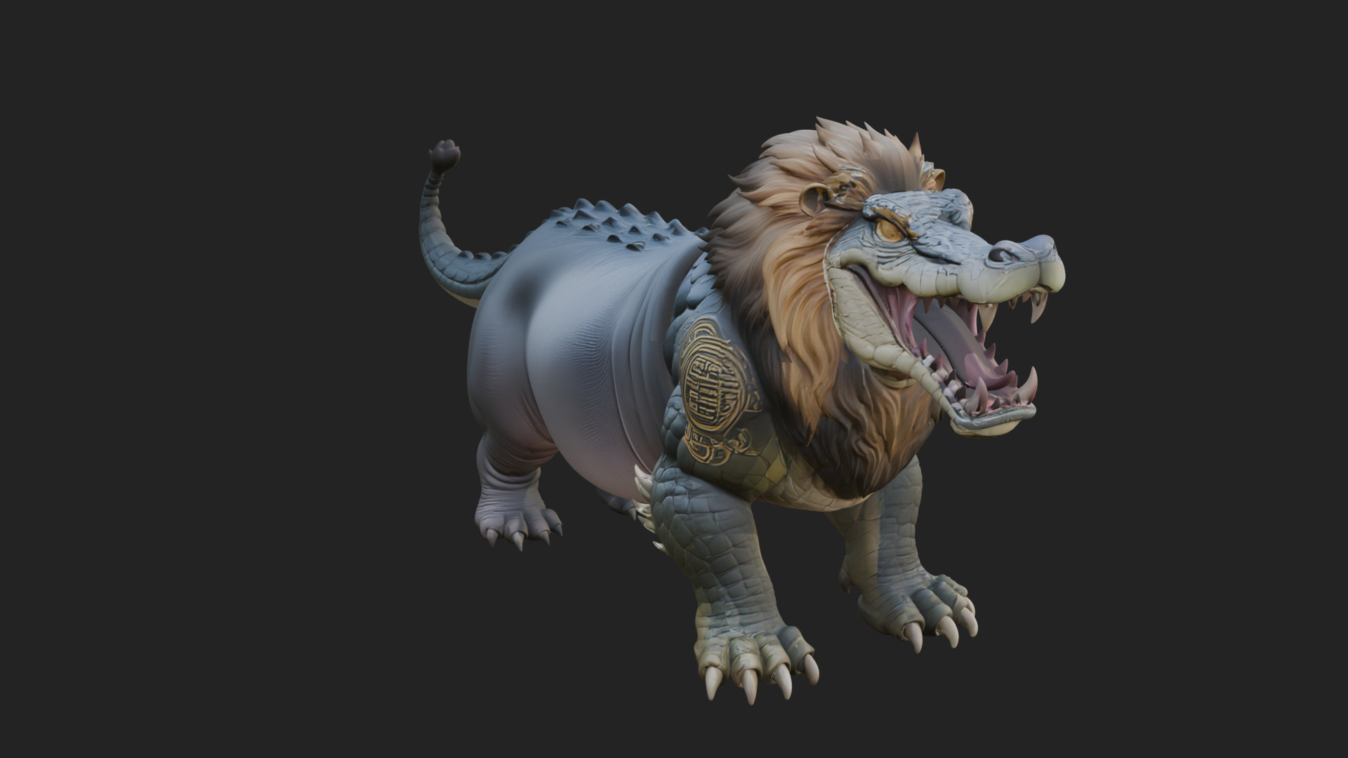 Chimera Mythical Beast Statue Design 15 3D Print Model 3D Model