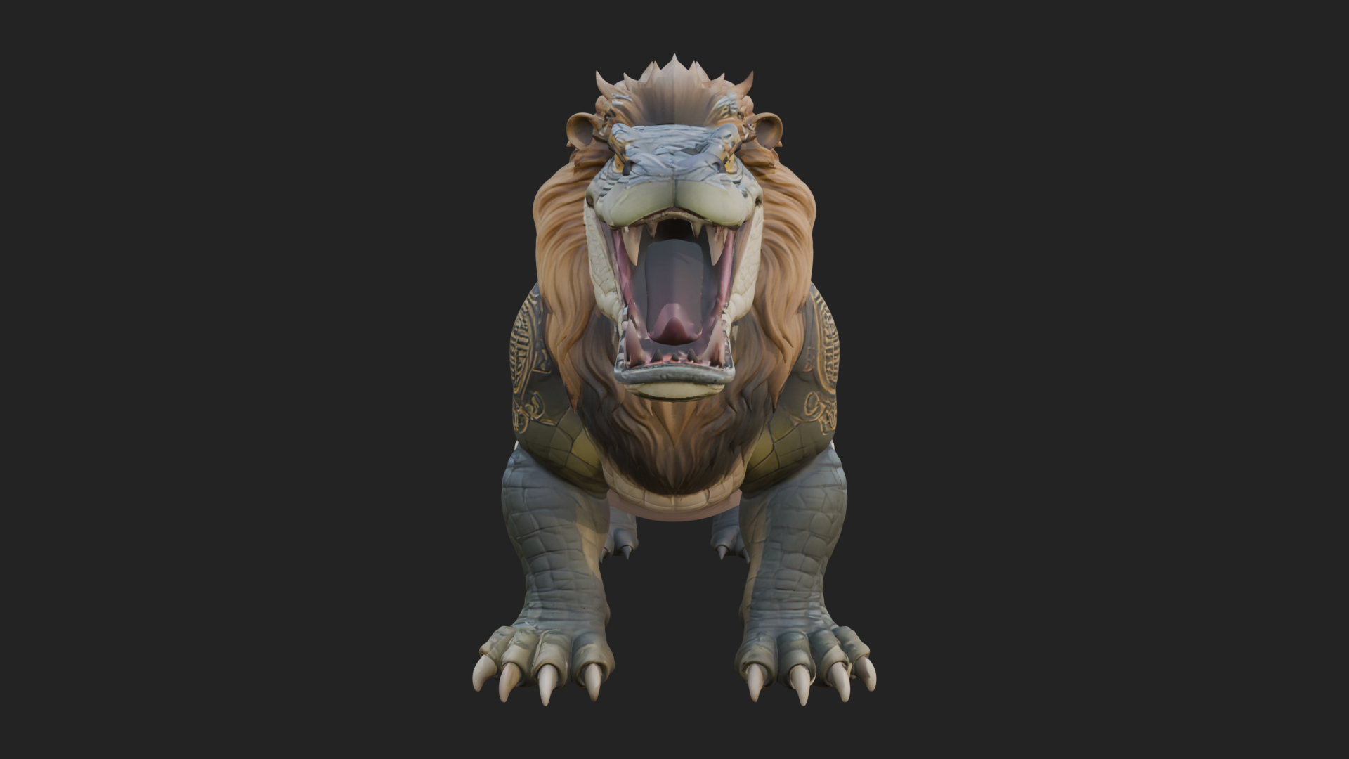 Chimera Mythical Beast Statue Design 15 3D Print Model 3D Model