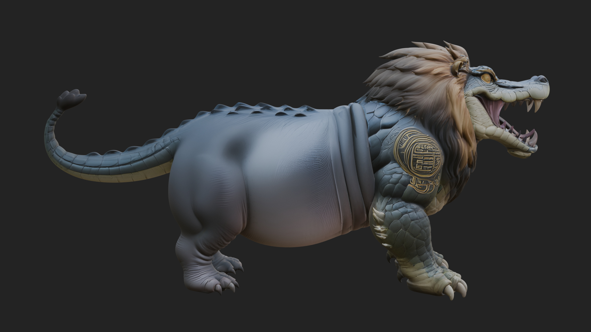 Chimera Mythical Beast Statue Design 15 3D Print Model 3D Model