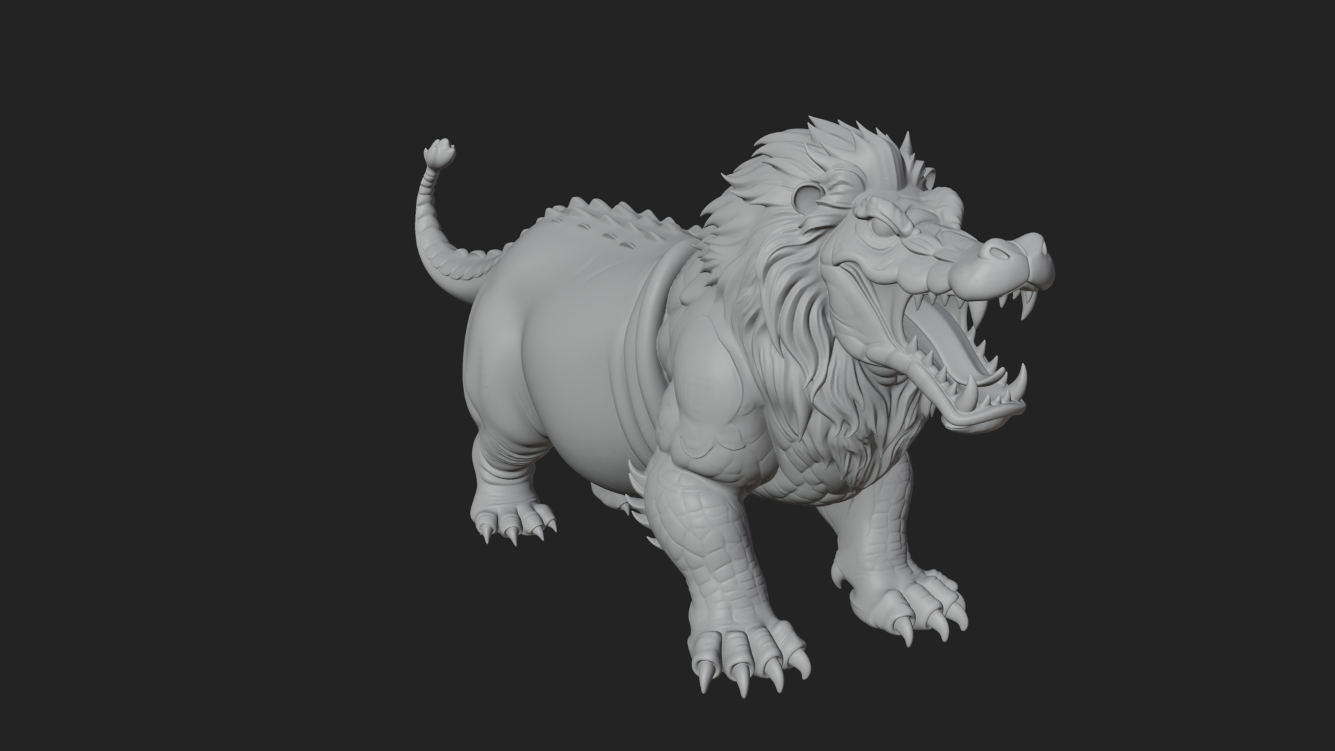 Chimera Mythical Beast Statue Design 15 3D Print Model 3D Model