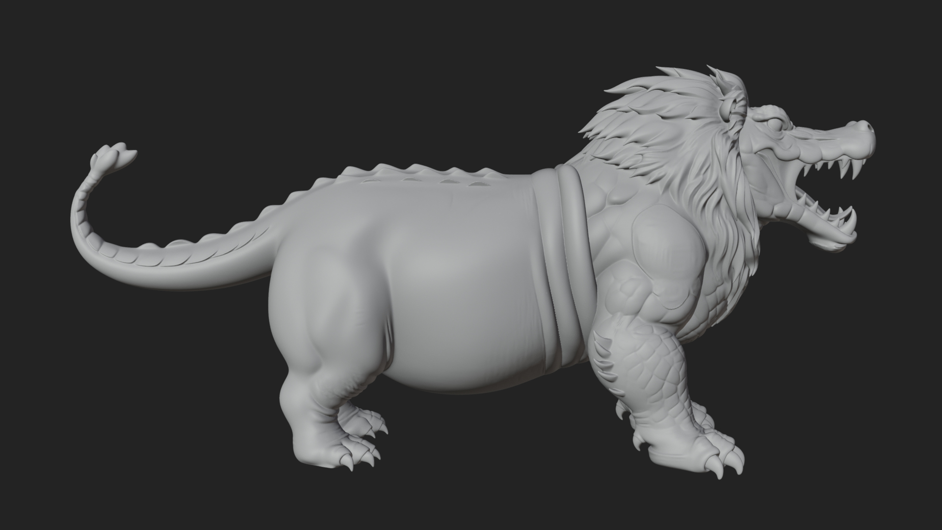 Chimera Mythical Beast Statue Design 15 3D Print Model 3D Model