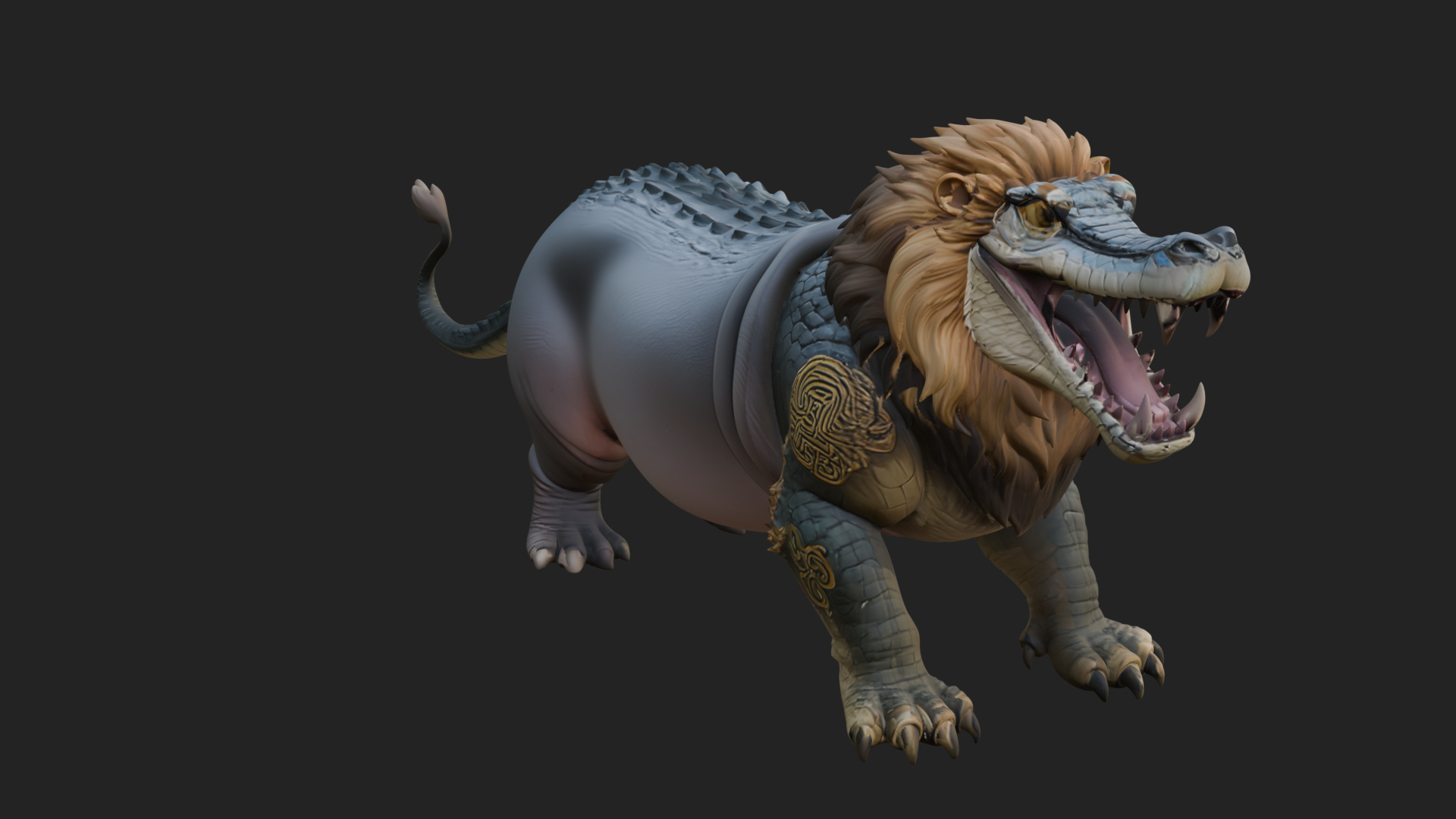 Chimera Mythical Beast Statue Design 16 3D Print Model 3D Model