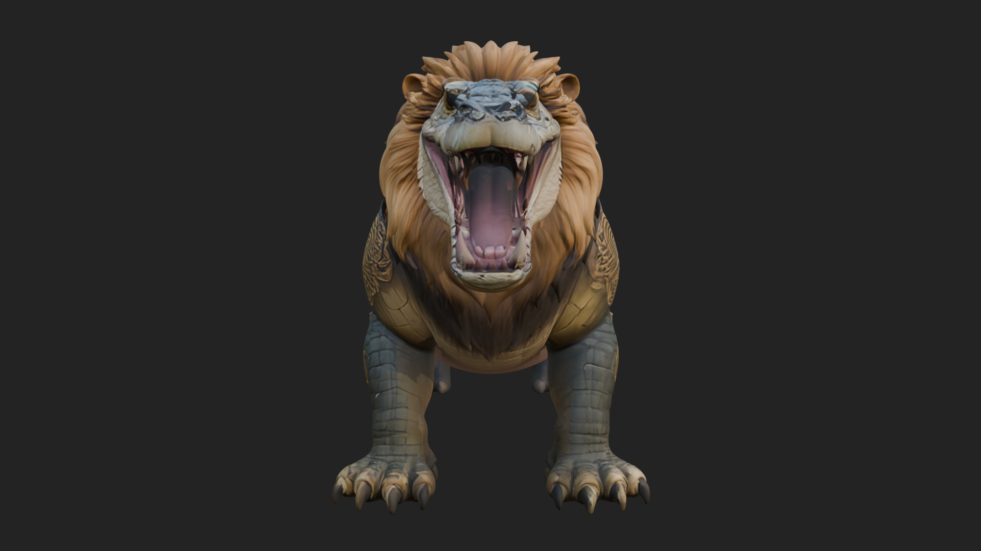 Chimera Mythical Beast Statue Design 16 3D Print Model 3D Model