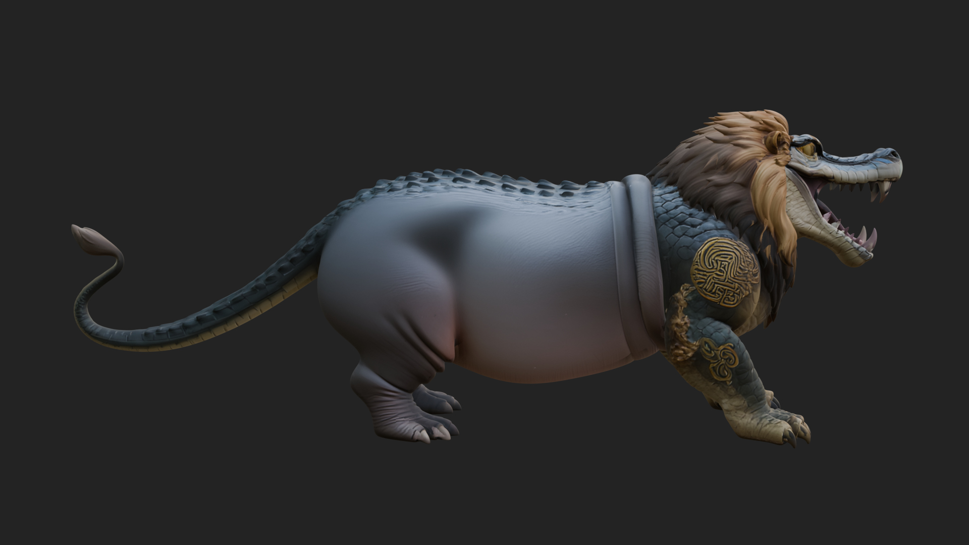 Chimera Mythical Beast Statue Design 16 3D Print Model 3D Model