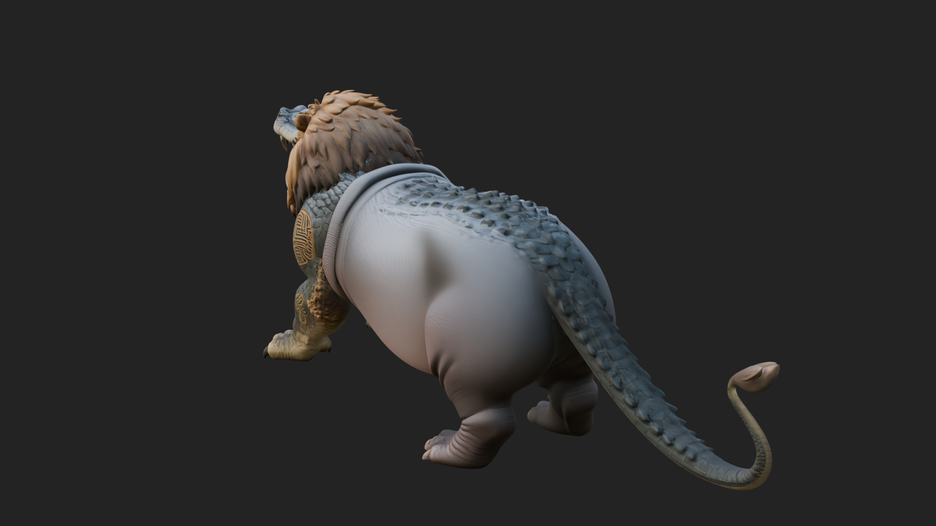Chimera Mythical Beast Statue Design 16 3D Print Model 3D Model