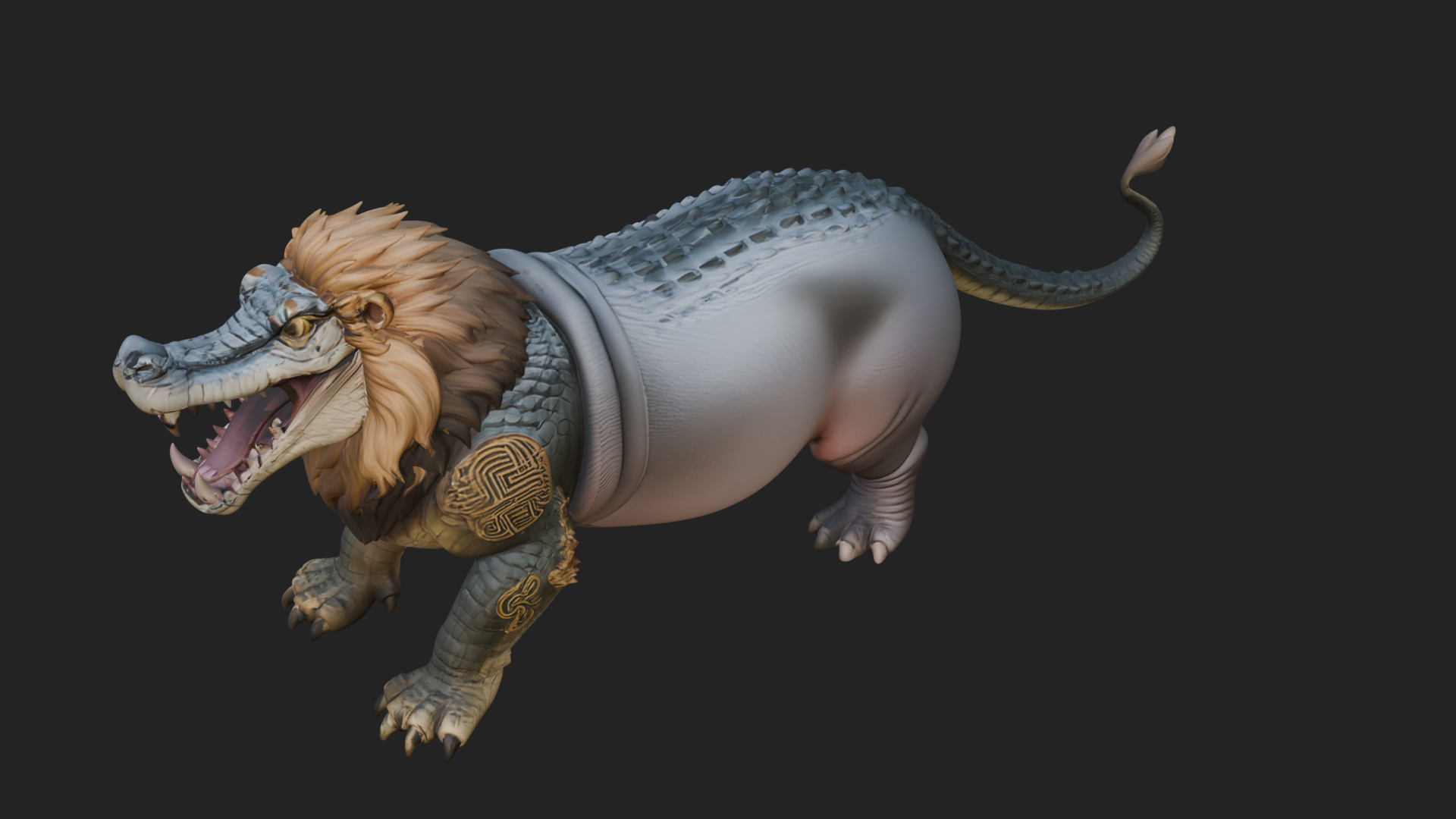 Chimera Mythical Beast Statue Design 16 3D Print Model 3D Model
