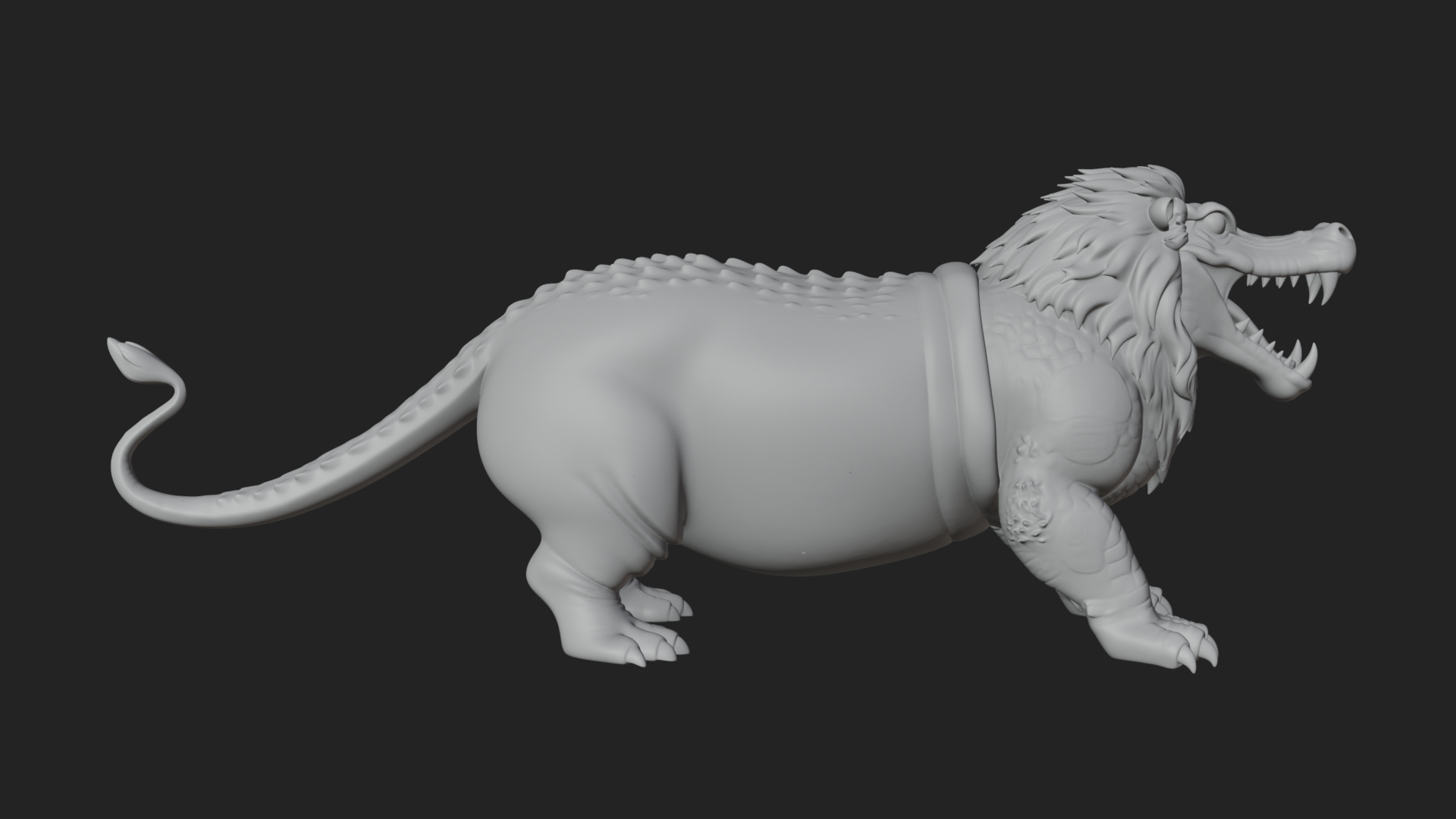 Chimera Mythical Beast Statue Design 16 3D Print Model 3D Model