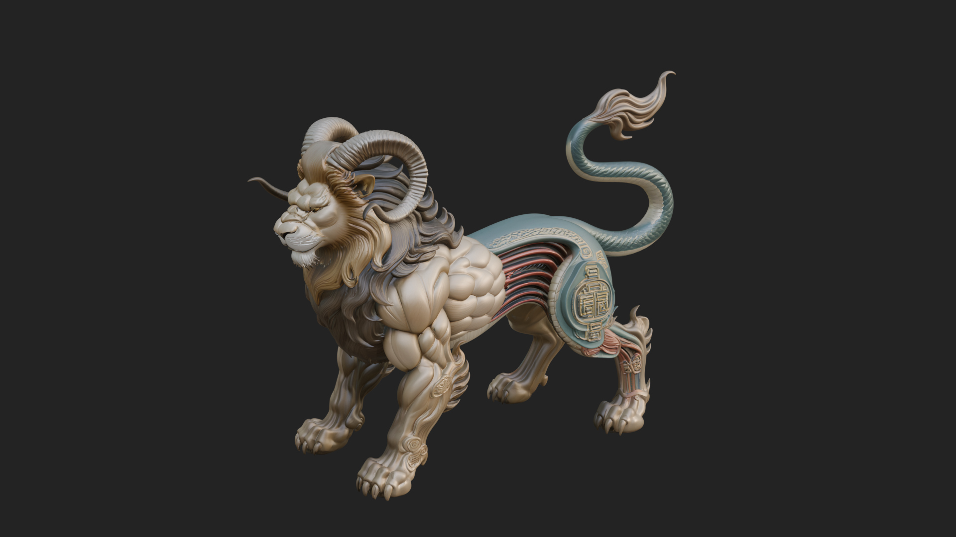 Chimera Mythical Beast Statue Design 5 3D Print Model 3D Model