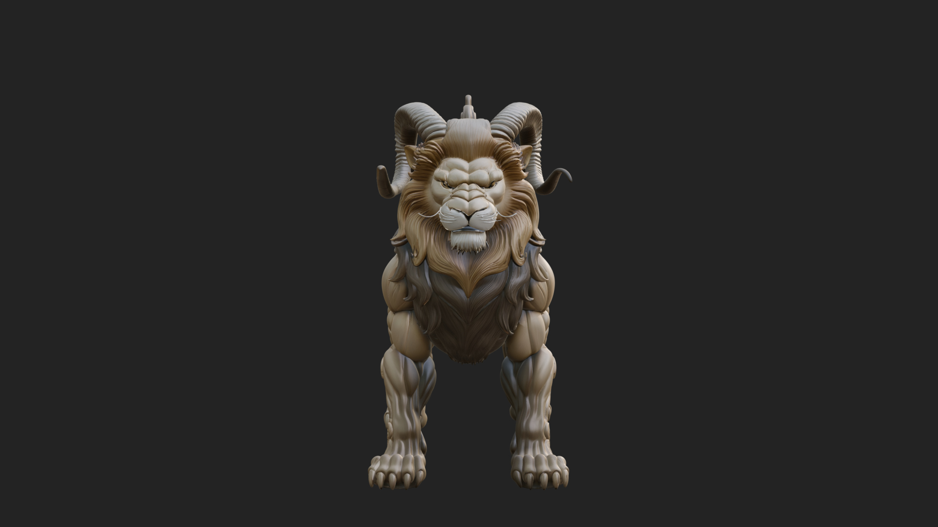 Chimera Mythical Beast Statue Design 5 3D Print Model 3D Model