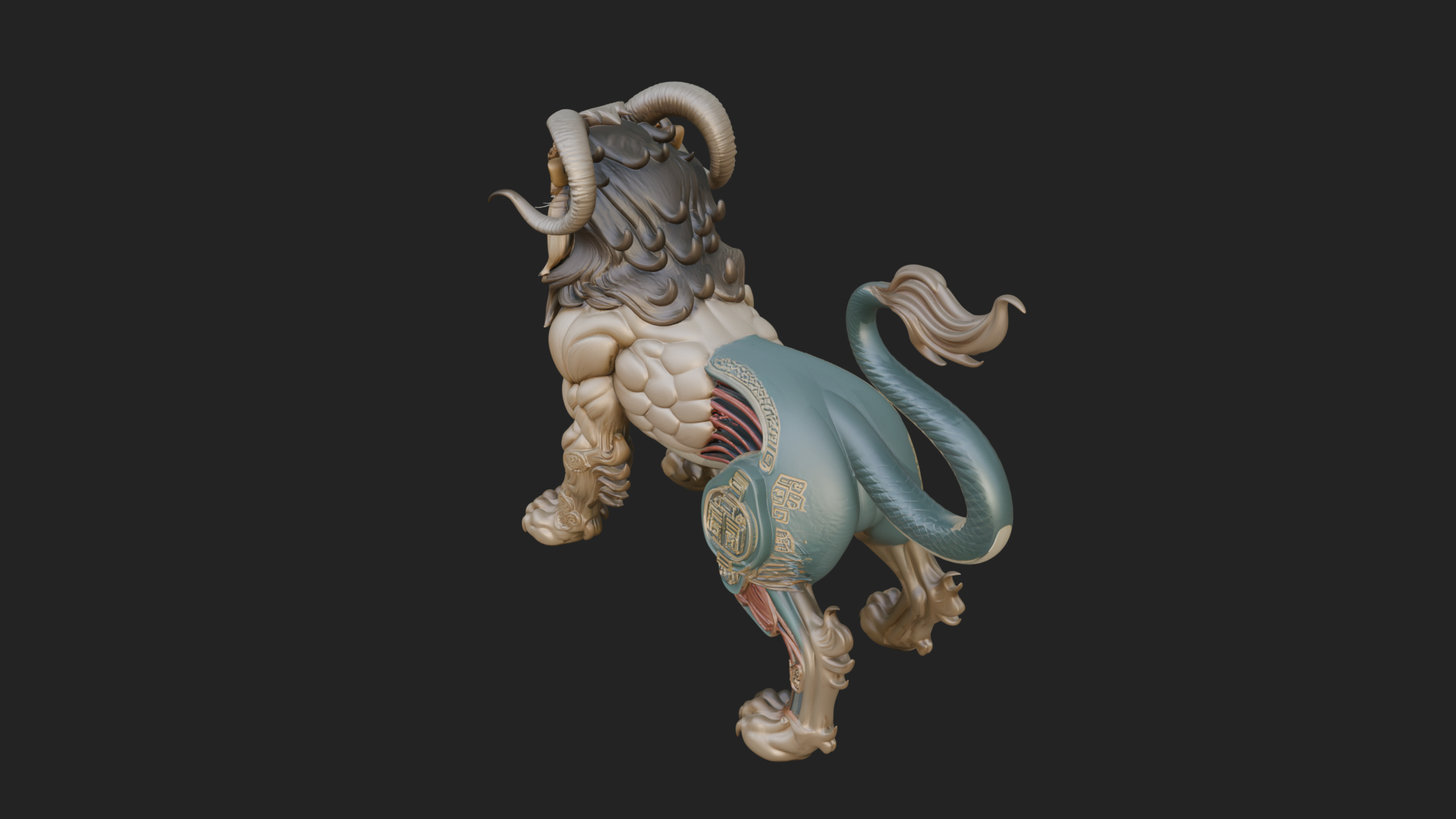 Chimera Mythical Beast Statue Design 5 3D Print Model 3D Model