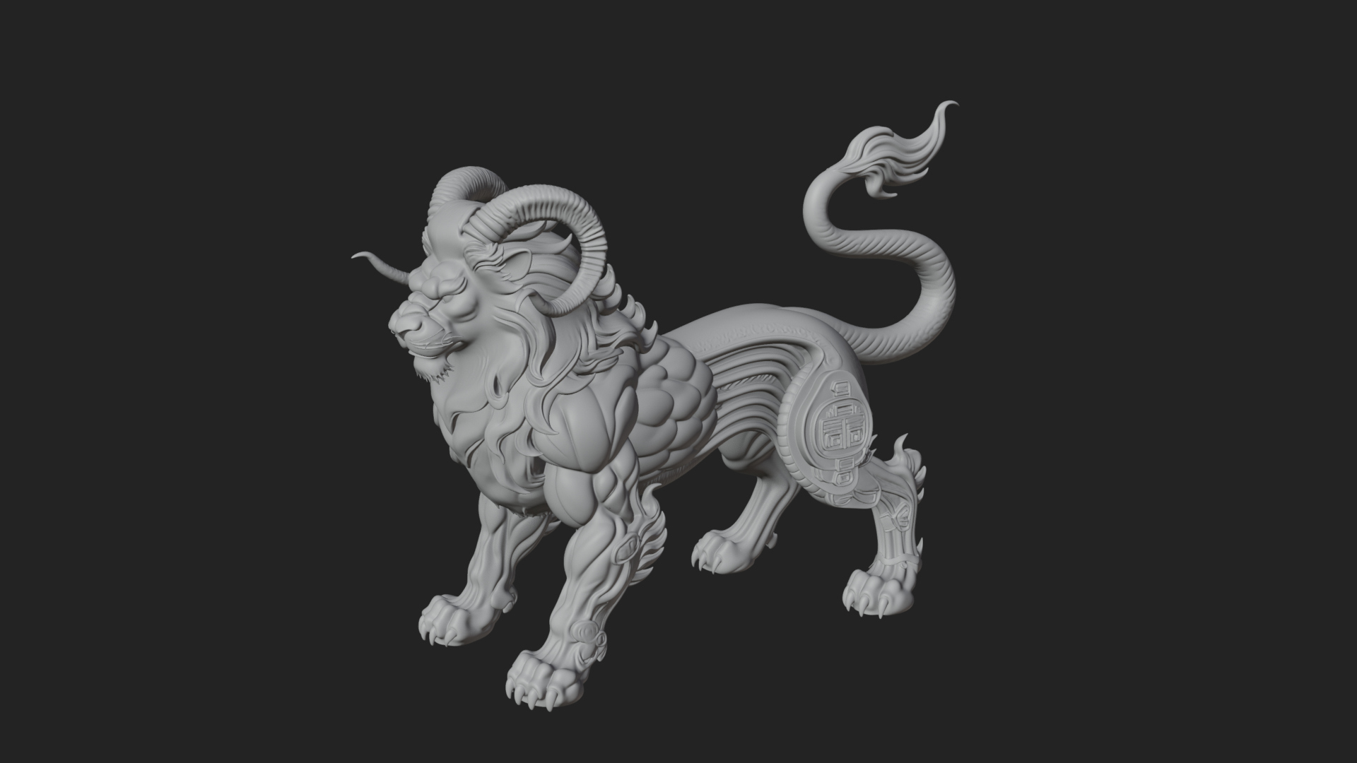 Chimera Mythical Beast Statue Design 5 3D Print Model 3D Model
