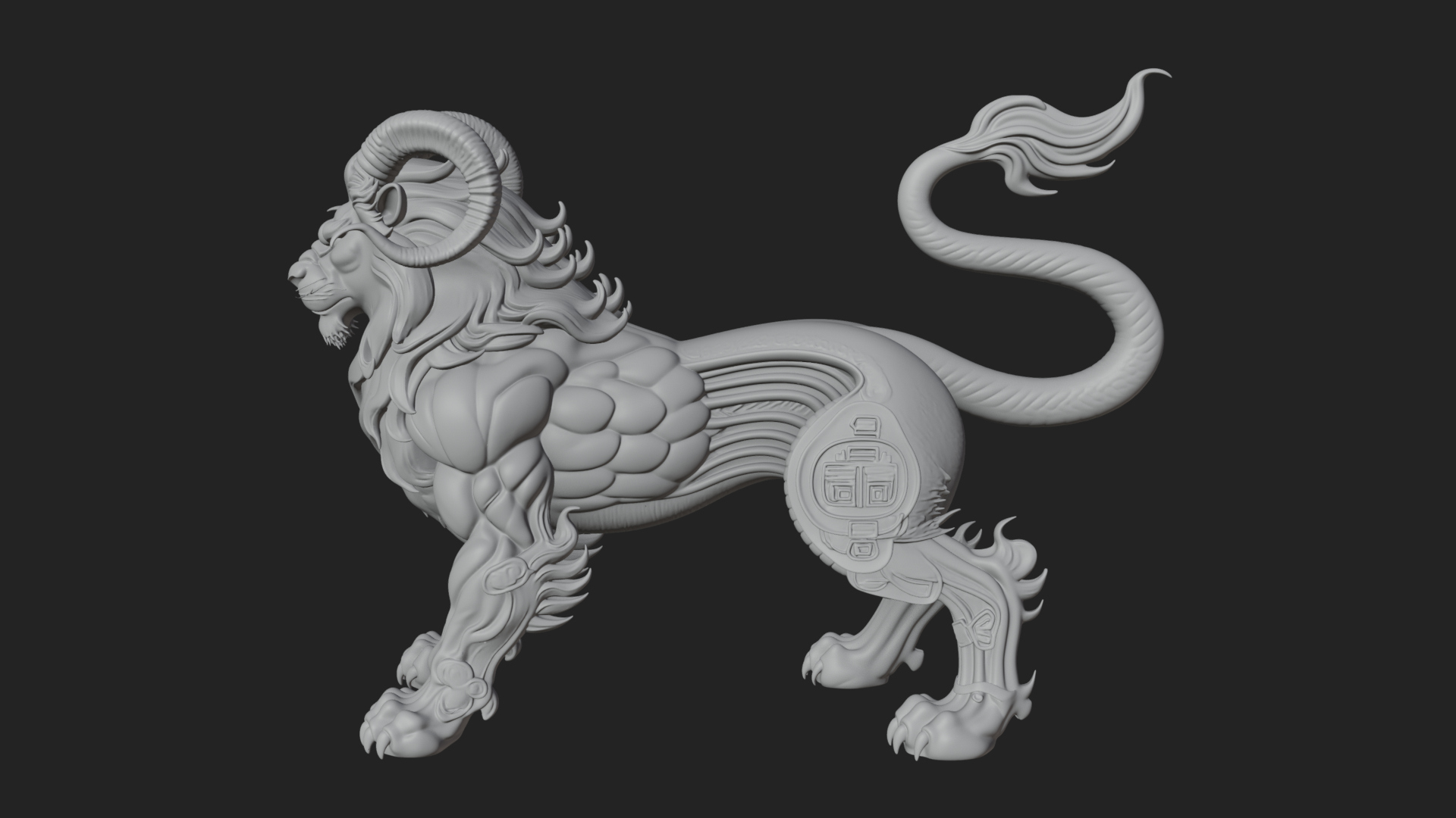 Chimera Mythical Beast Statue Design 5 3D Print Model 3D Model
