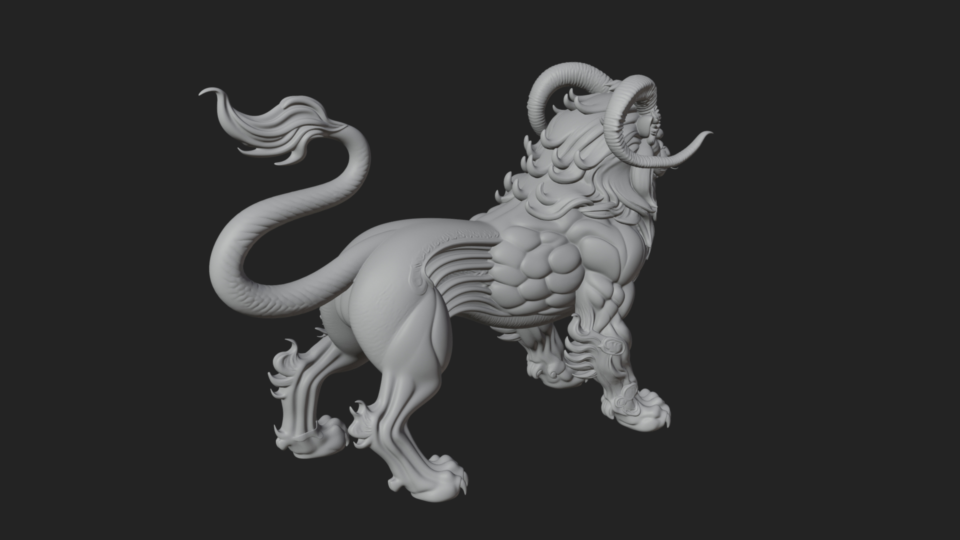 Chimera Mythical Beast Statue Design 5 3D Print Model 3D Model