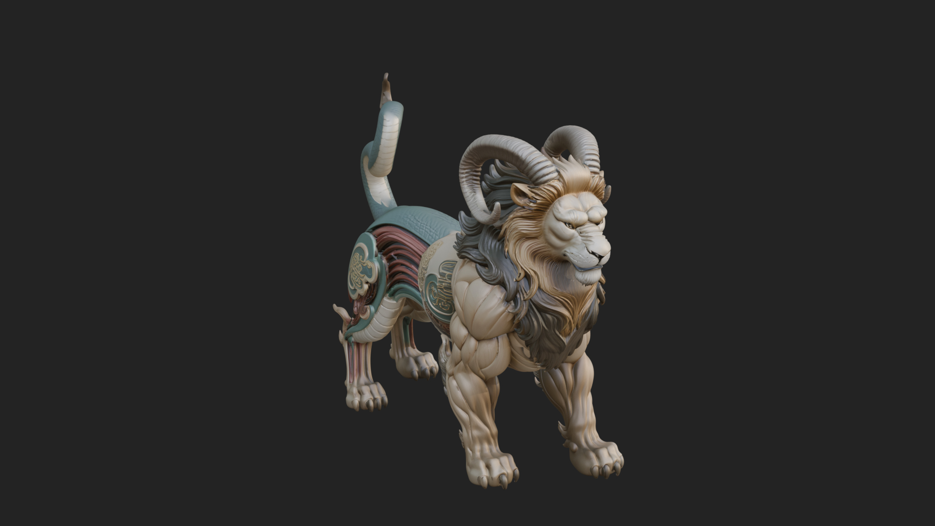 Chimera Mythical Beast Statue Design 6 3D Print Model 3D Model