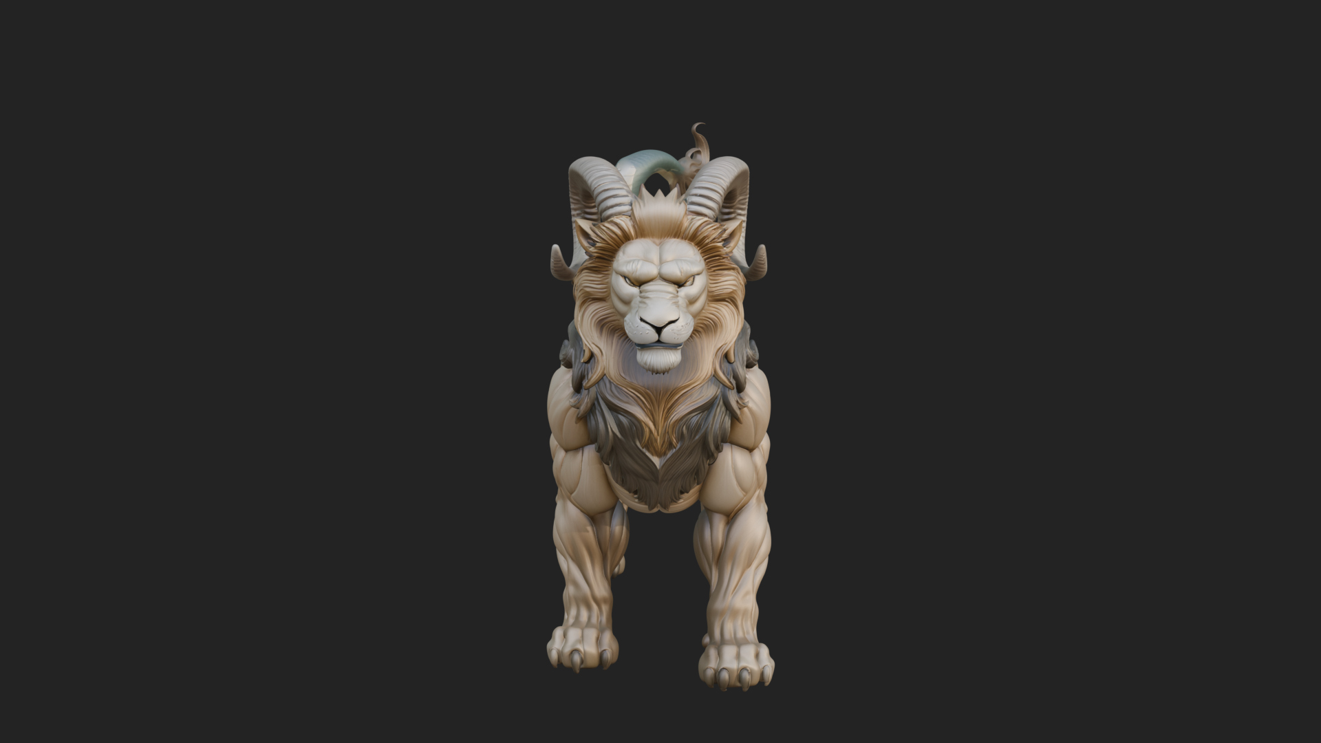 Chimera Mythical Beast Statue Design 6 3D Print Model 3D Model