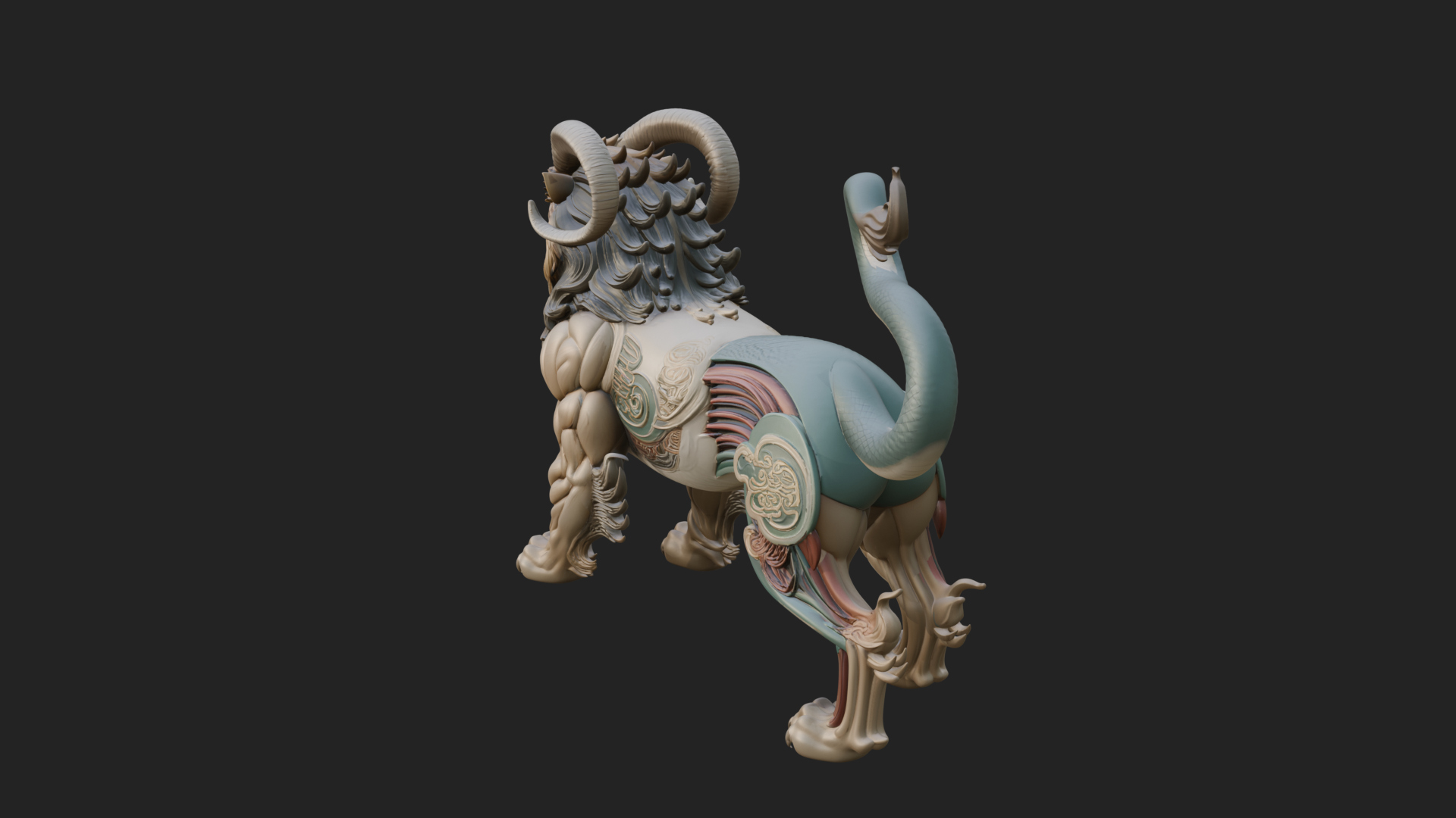 Chimera Mythical Beast Statue Design 6 3D Print Model 3D Model