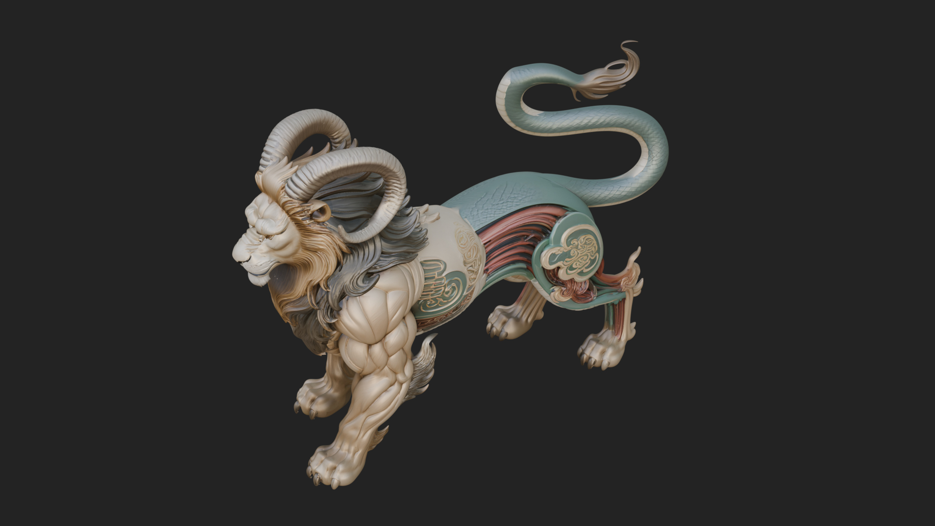 Chimera Mythical Beast Statue Design 6 3D Print Model 3D Model