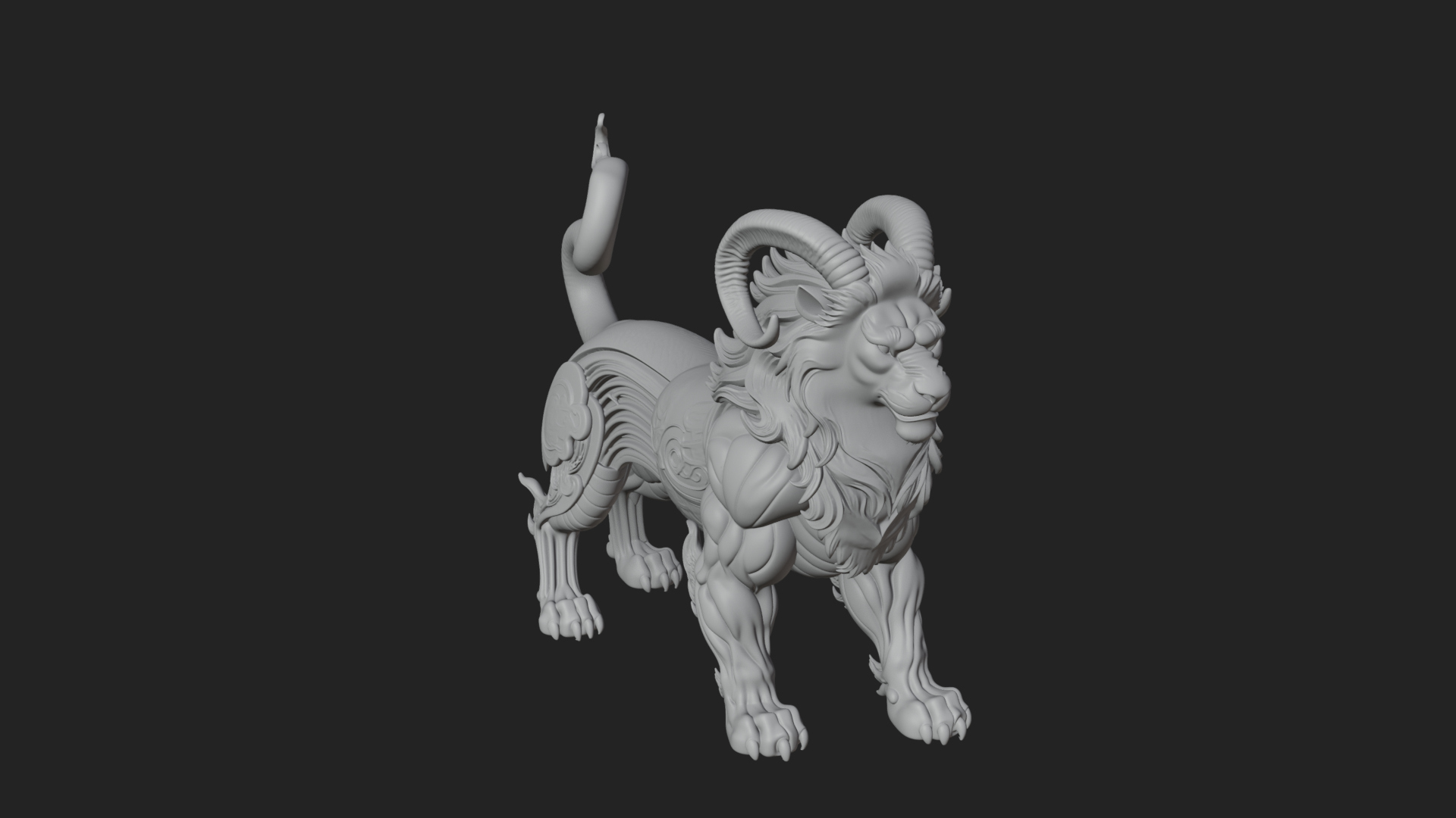 Chimera Mythical Beast Statue Design 6 3D Print Model 3D Model