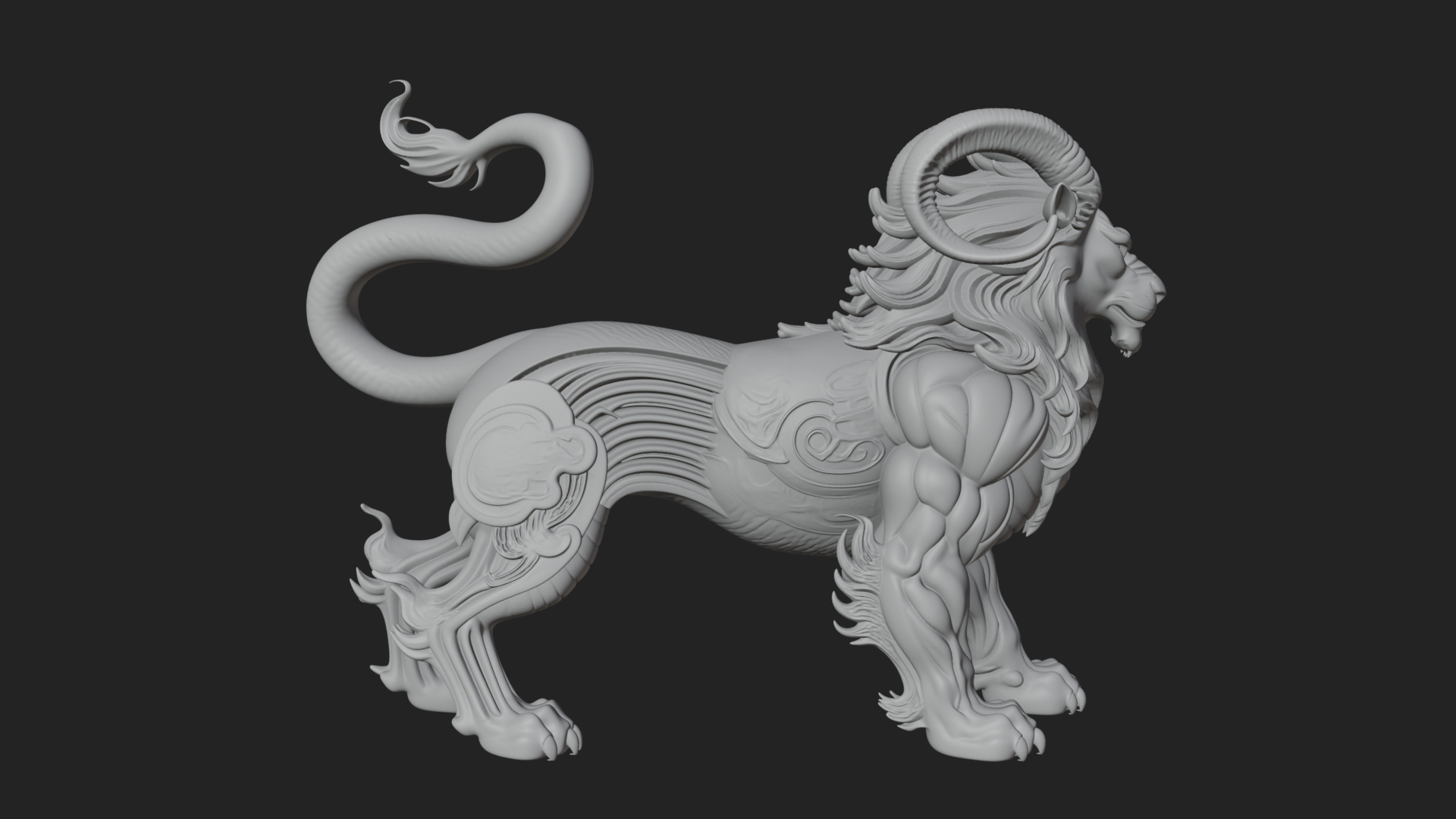 Chimera Mythical Beast Statue Design 6 3D Print Model 3D Model