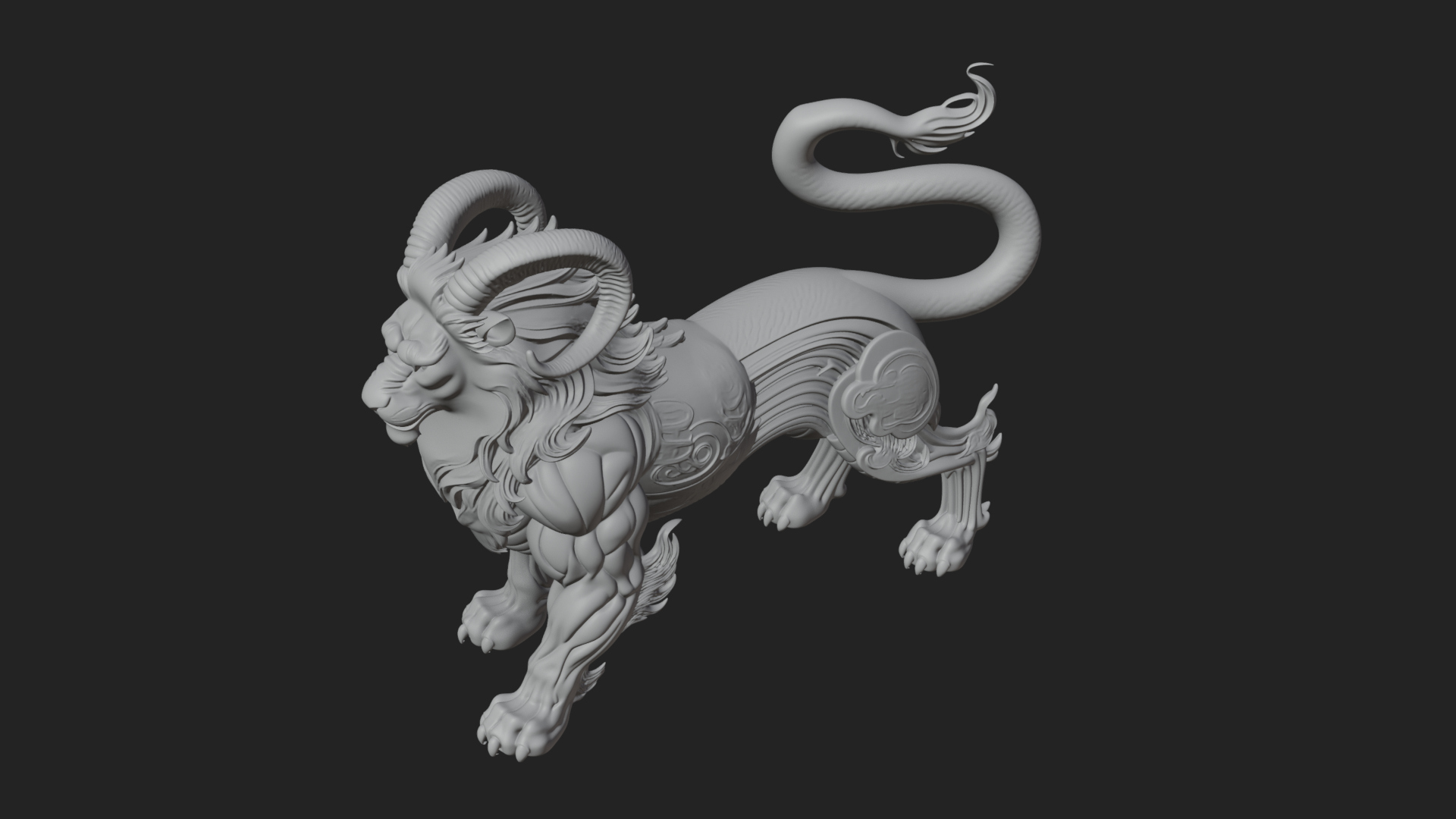 Chimera Mythical Beast Statue Design 6 3D Print Model 3D Model