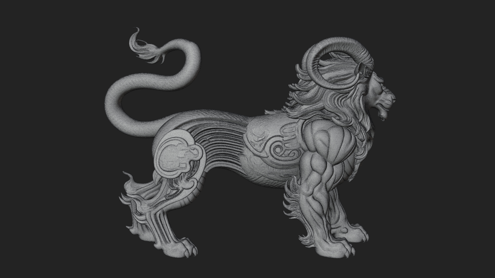 Chimera Mythical Beast Statue Design 6 3D Print Model 3D Model