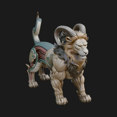 Chimera Mythical Beast Statue Design 6 3D Print Model