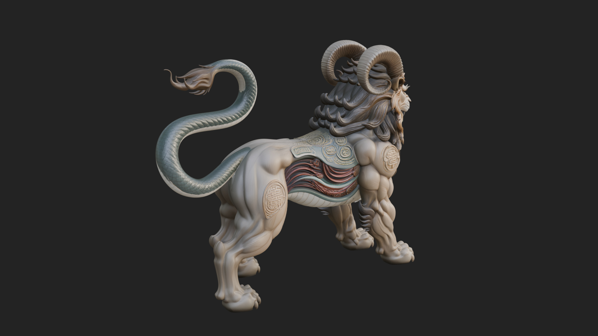 Chimera Mythical Beast Statue Design 7 3D Print Model 3D Model
