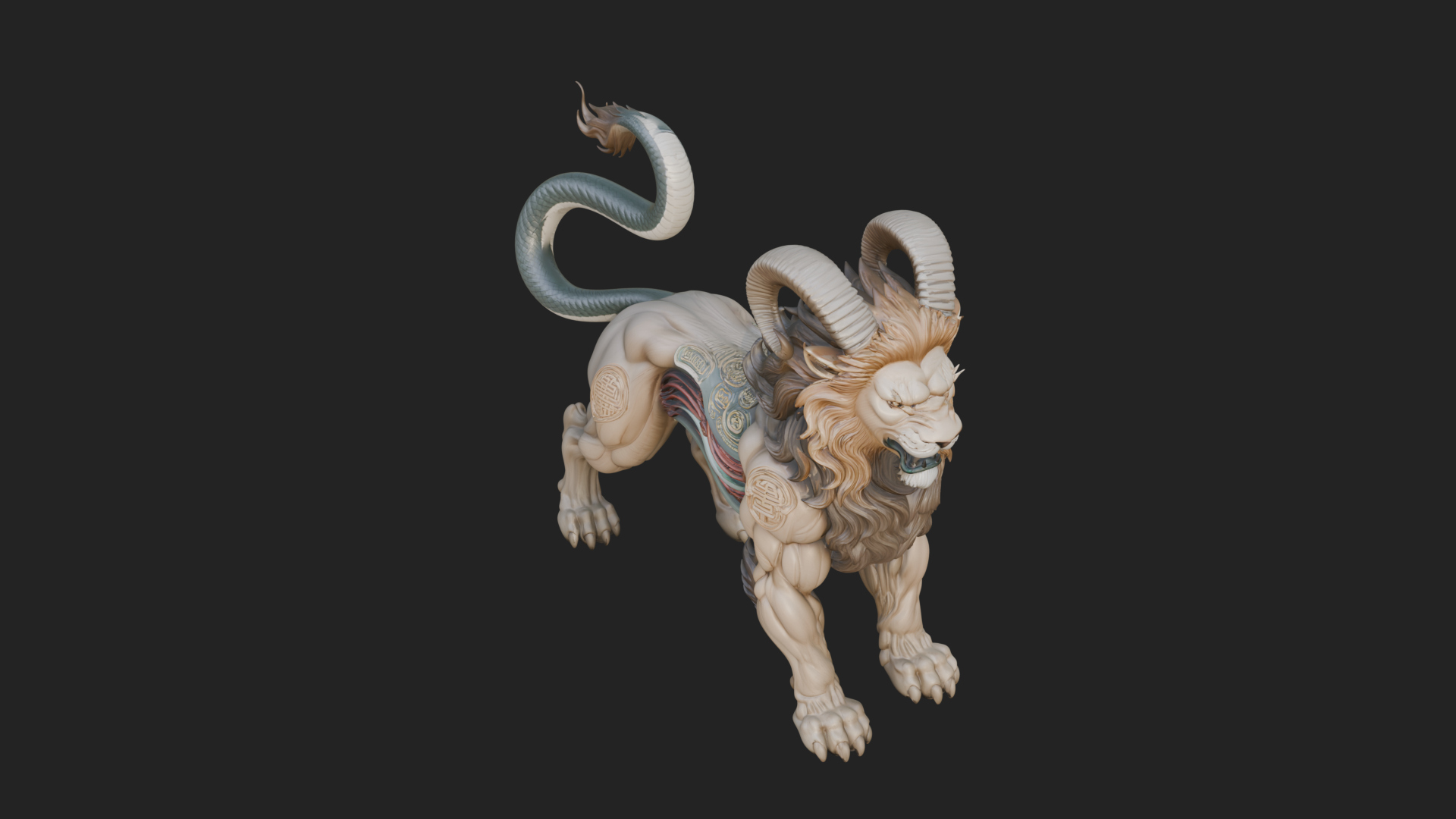 Chimera Mythical Beast Statue Design 7 3D Print Model 3D Model