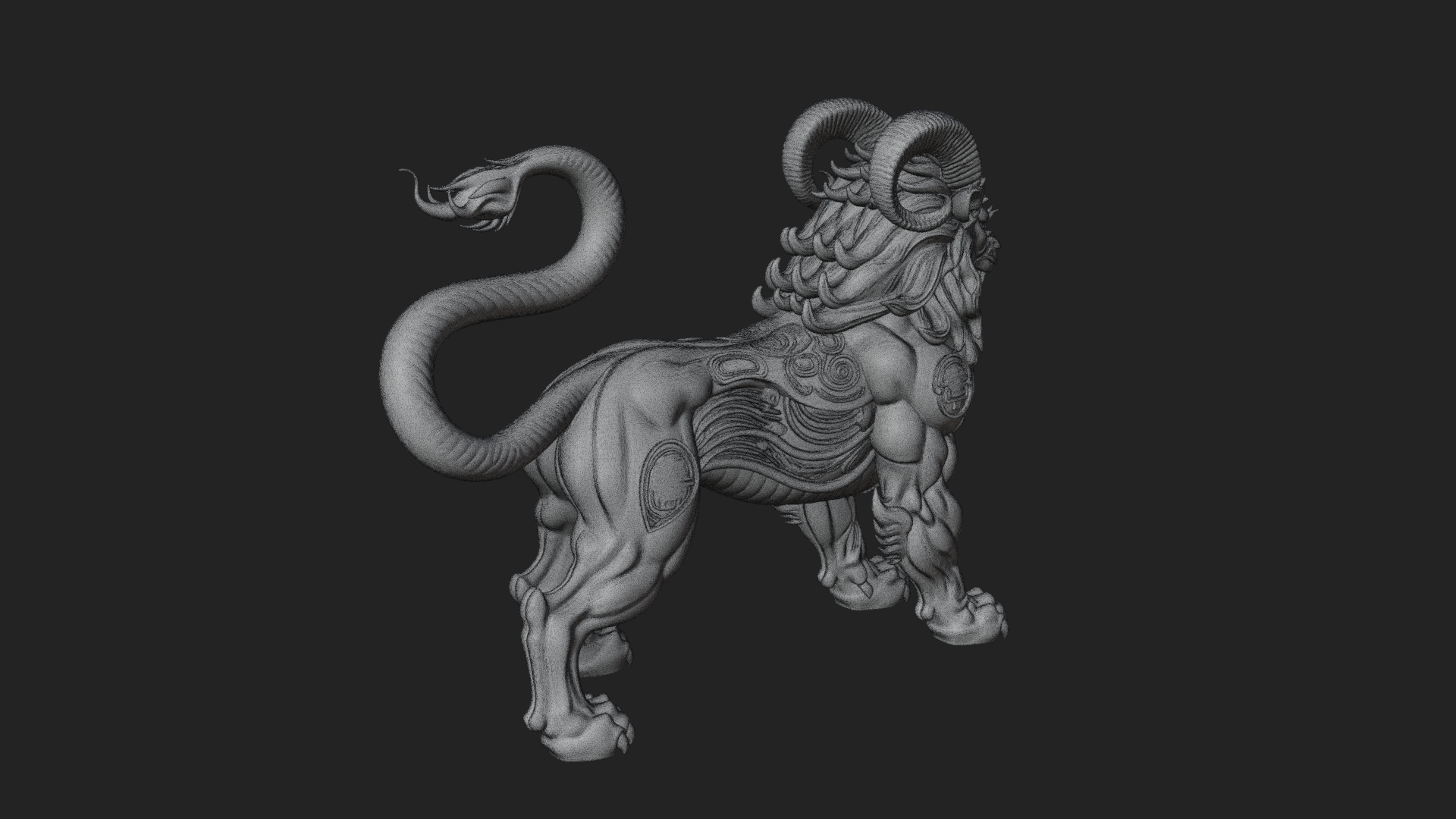 Chimera Mythical Beast Statue Design 7 3D Print Model 3D Model