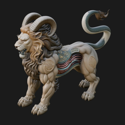 Chimera Mythical Beast Statue Design 7 3D Print Model