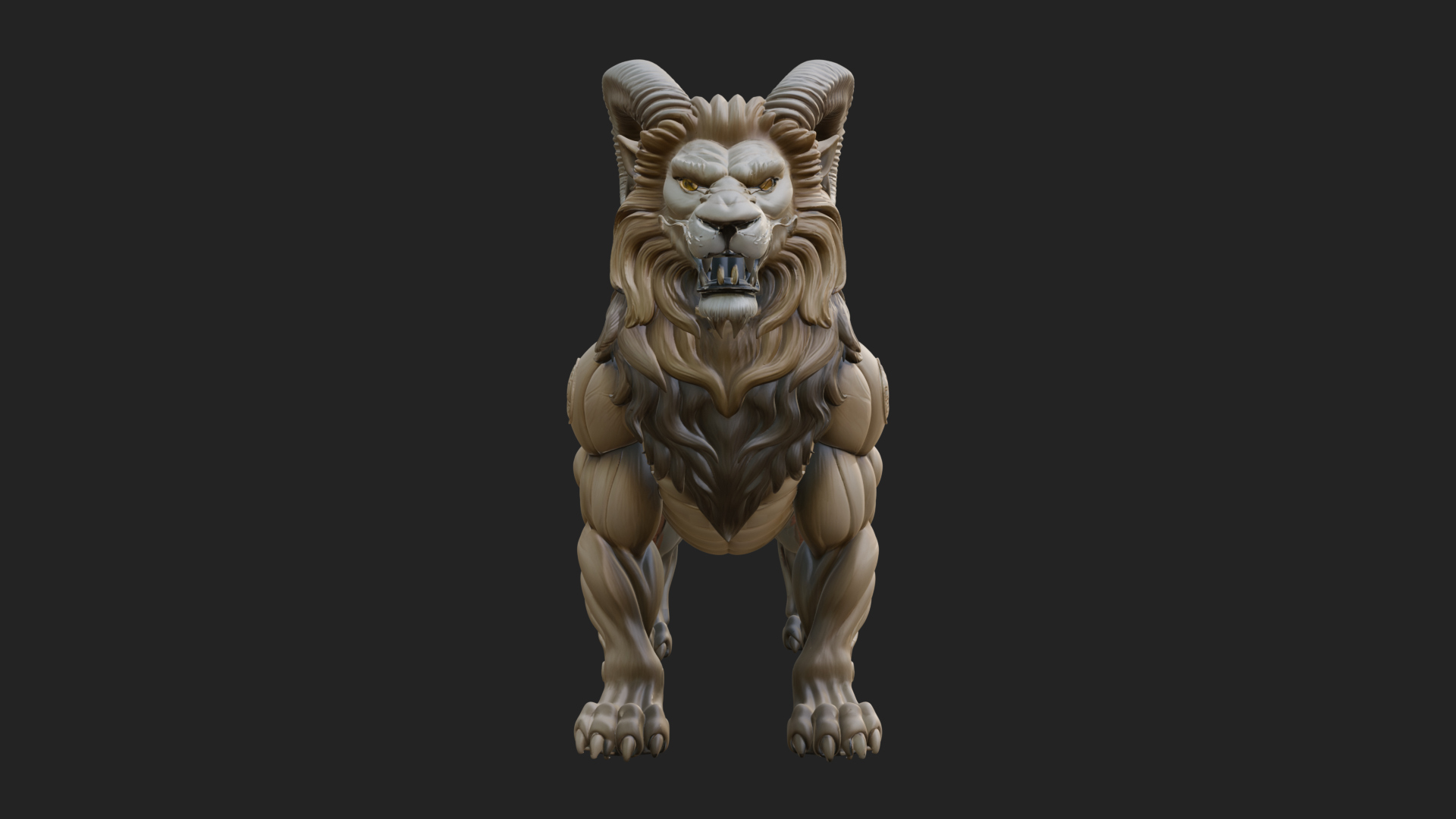 Chimera Mythical Beast Statue Design 8 3D Print Model 3D Model