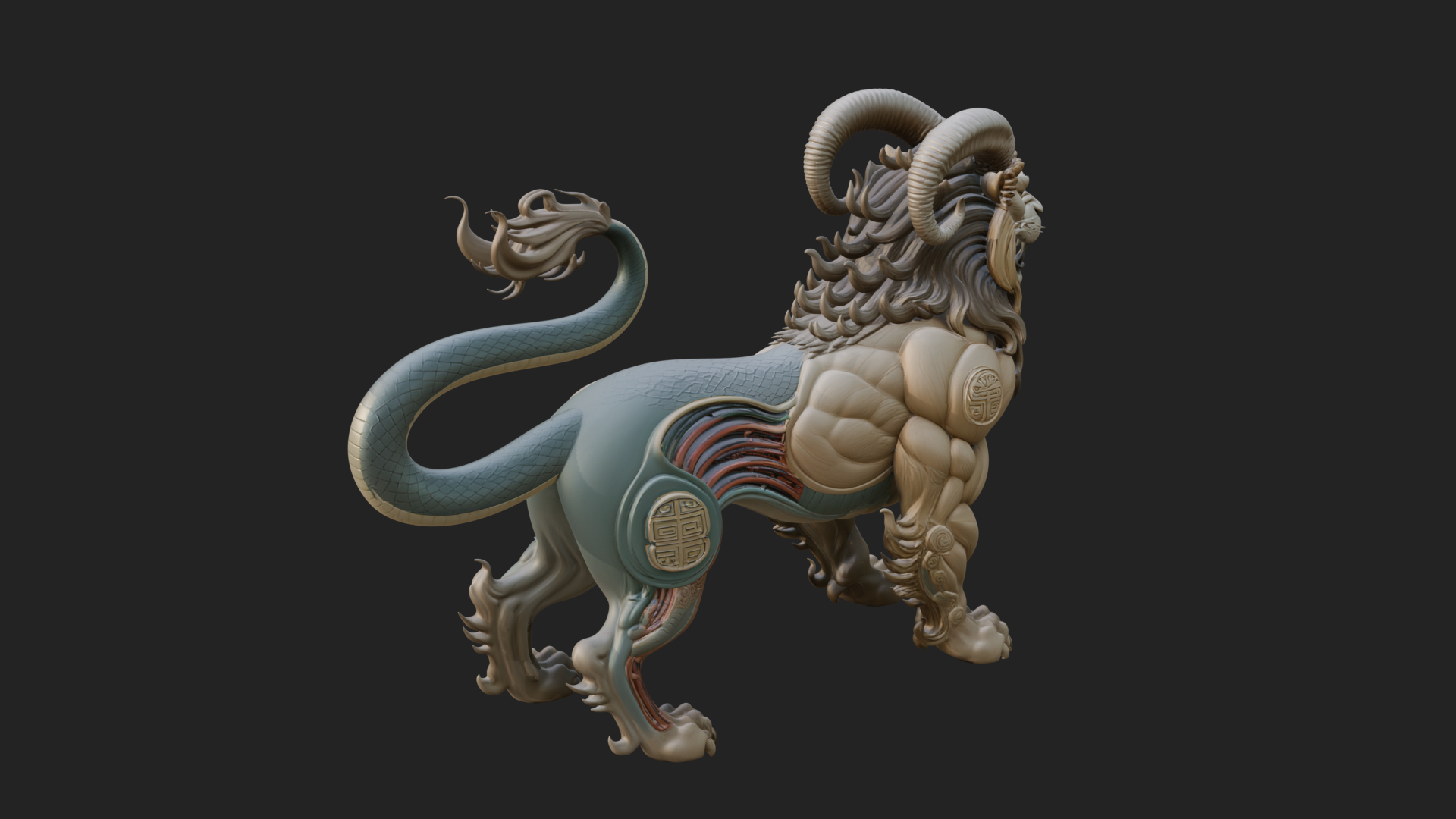 Chimera Mythical Beast Statue Design 8 3D Print Model 3D Model