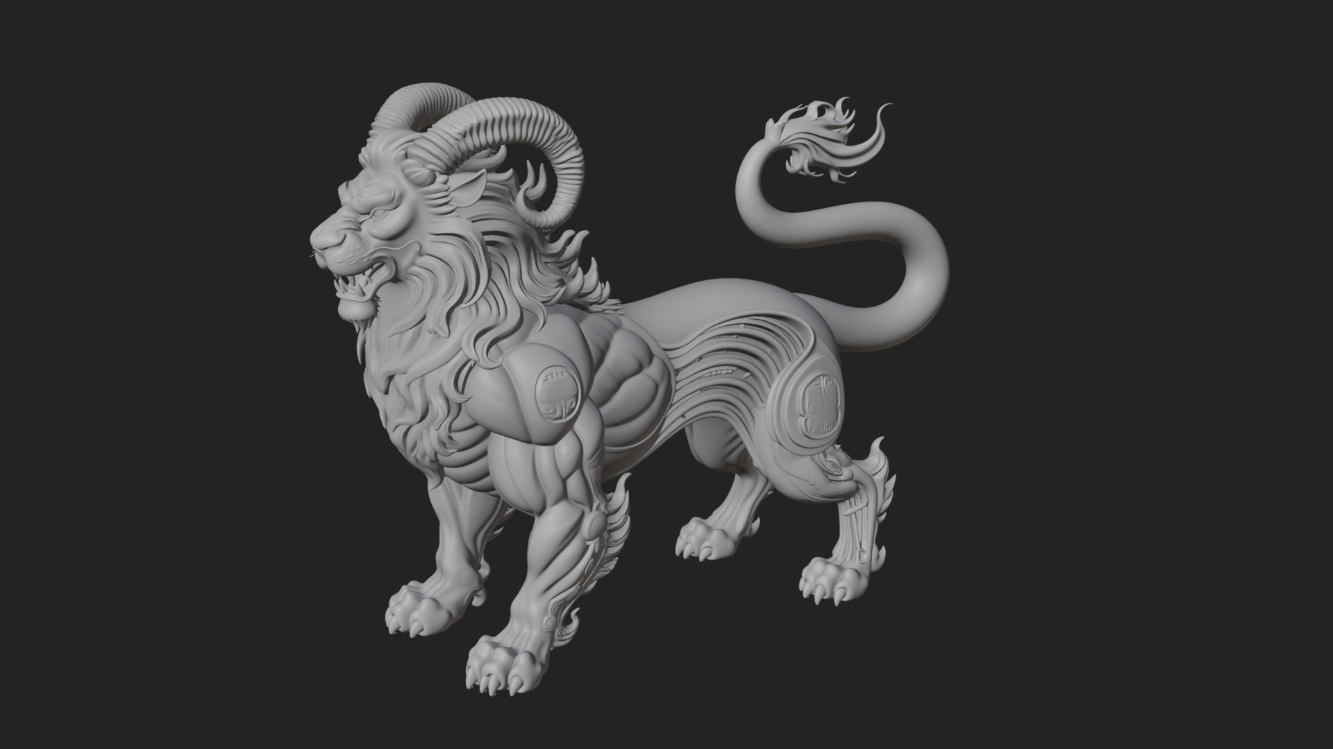 Chimera Mythical Beast Statue Design 8 3D Print Model 3D Model