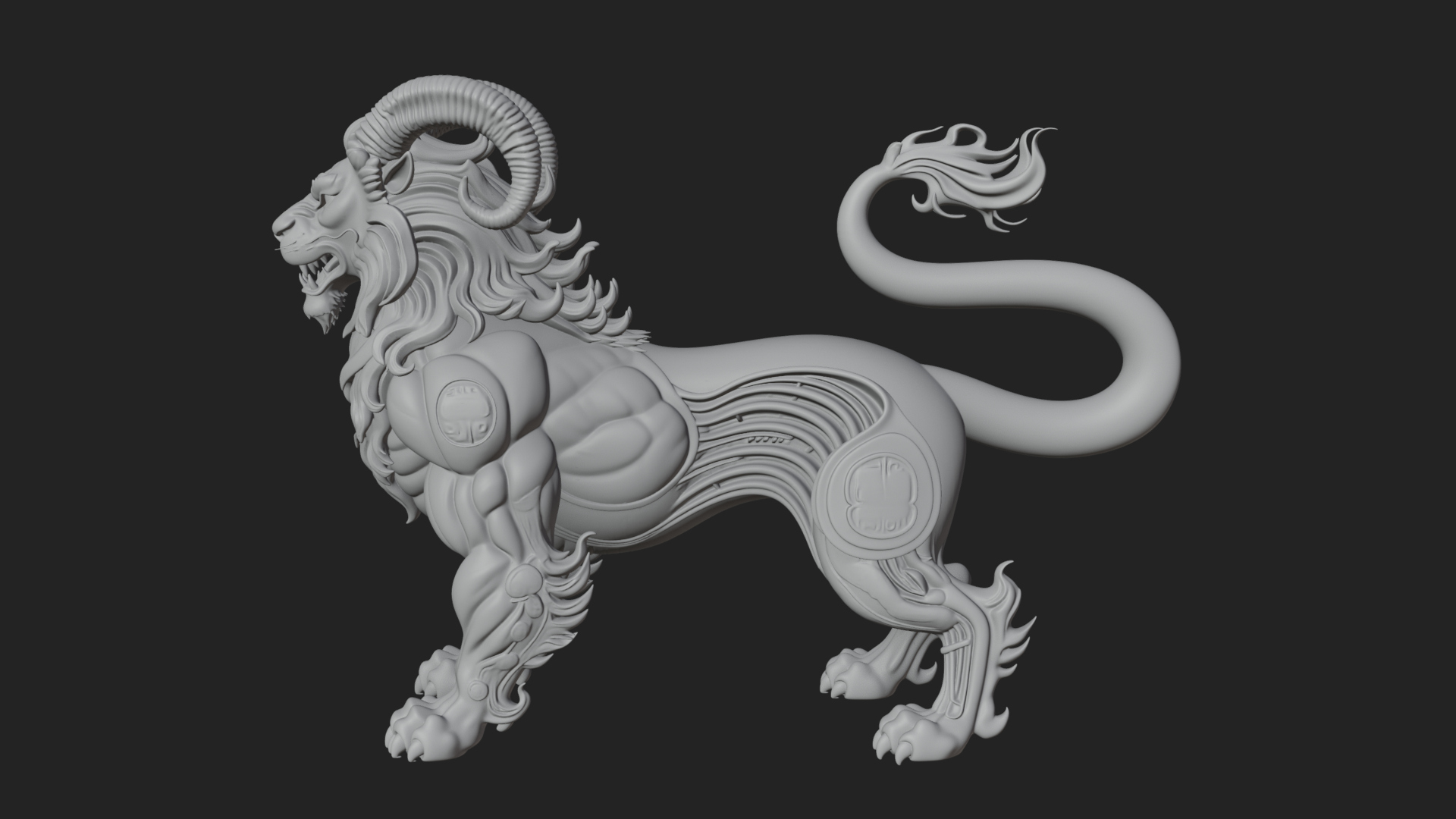Chimera Mythical Beast Statue Design 8 3D Print Model 3D Model