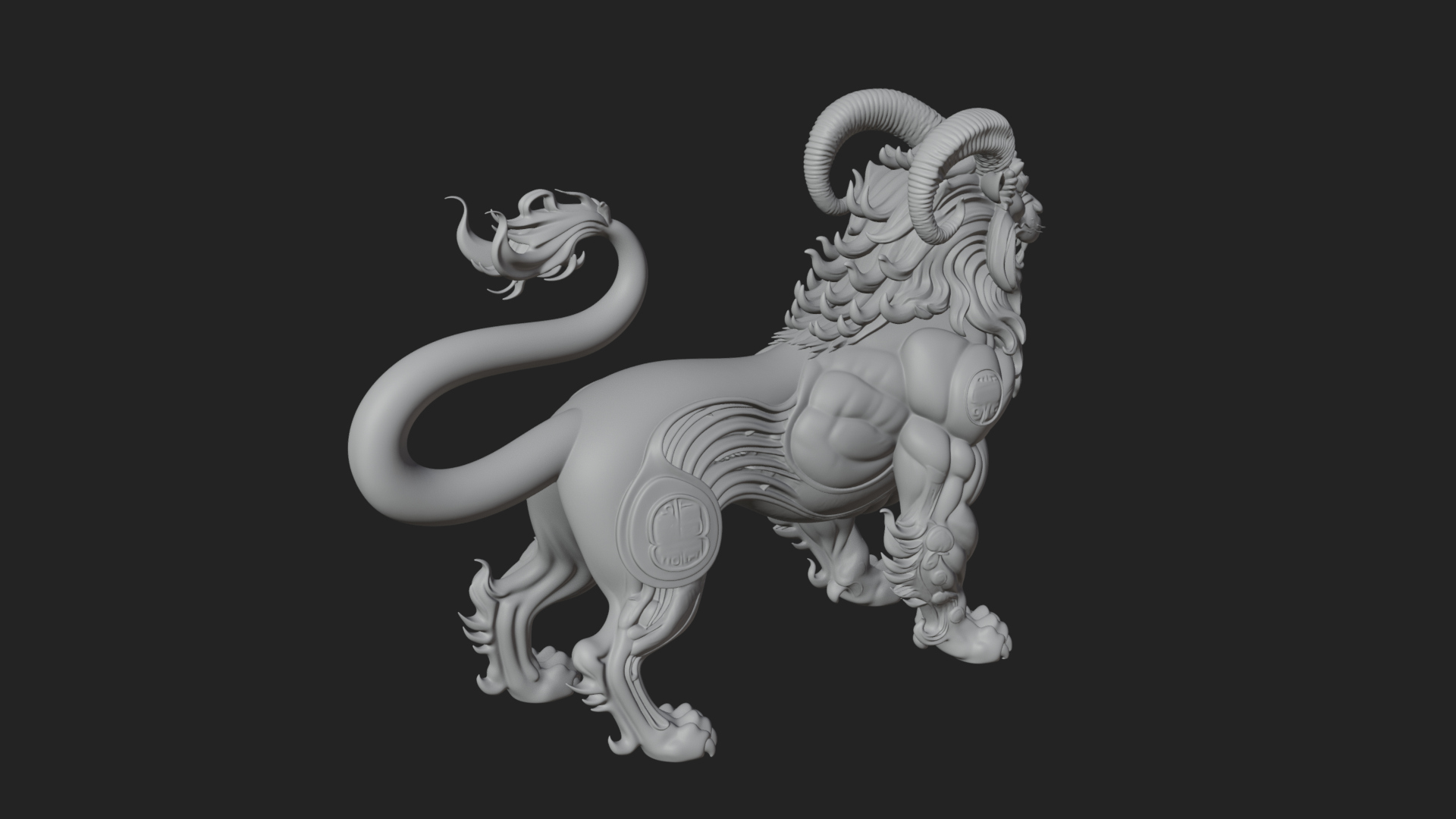 Chimera Mythical Beast Statue Design 8 3D Print Model 3D Model