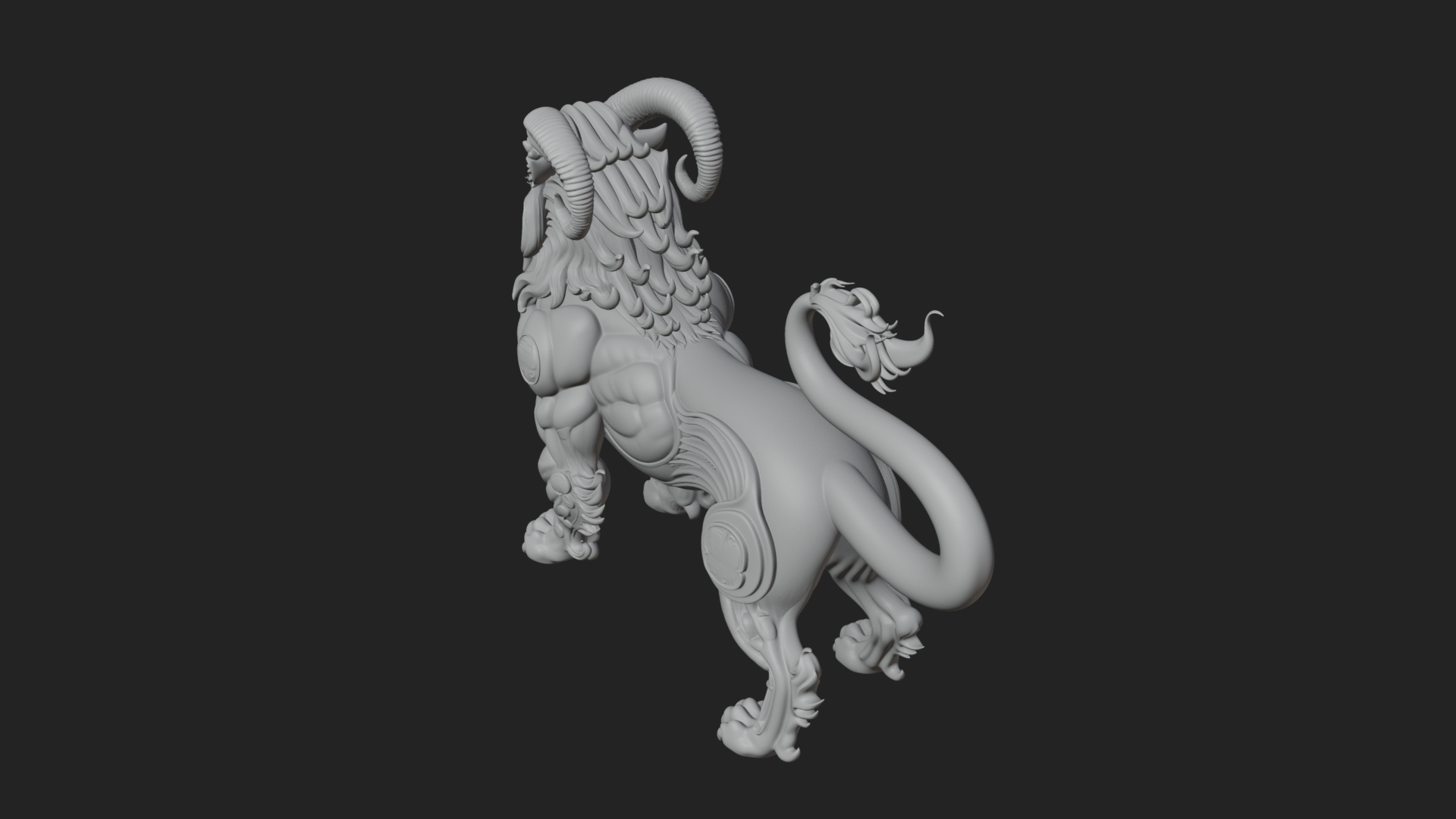 Chimera Mythical Beast Statue Design 8 3D Print Model 3D Model