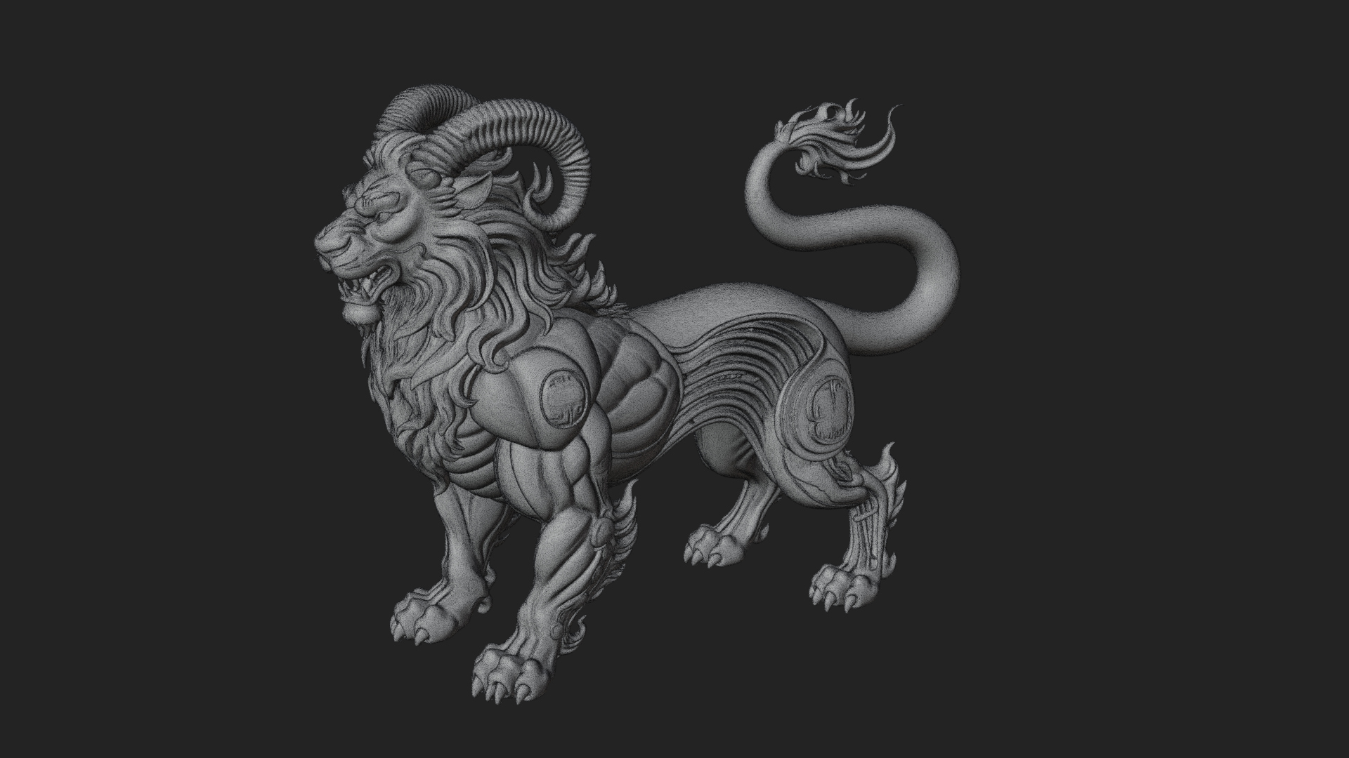 Chimera Mythical Beast Statue Design 8 3D Print Model 3D Model