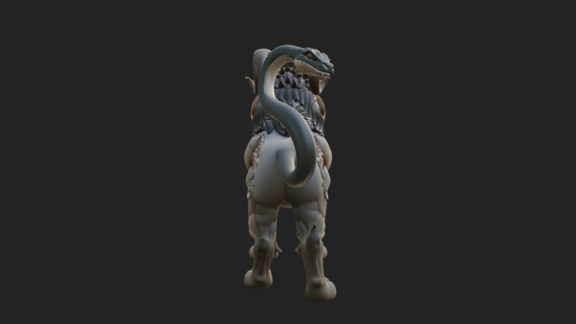 Chimera Mythical Beast Statue Design 9 3D Print Model 3D Model