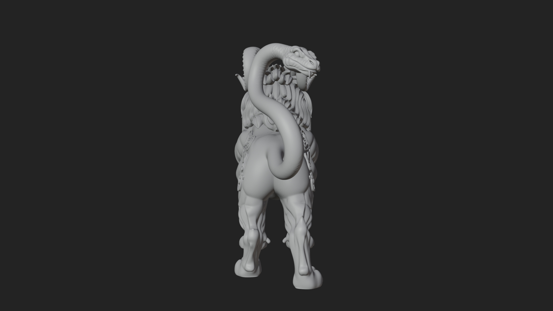 Chimera Mythical Beast Statue Design 9 3D Print Model 3D Model